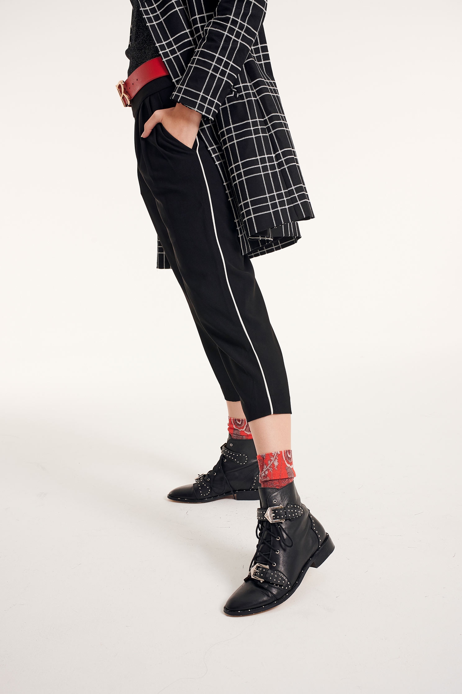 Plaid lapel coat,Embroidered,Outerwear,Season (AW) Look,Embroidered,Overcoats,Overcoats,Long sleeve outerwear,Black outerwear