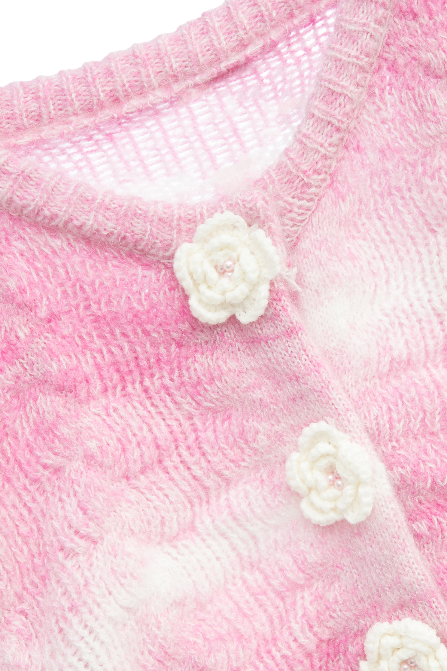 漸層粉花朵鈕釦針織外套漸層粉花朵鈕釦針織外套,外套,秋冬穿搭,針織,針織外套