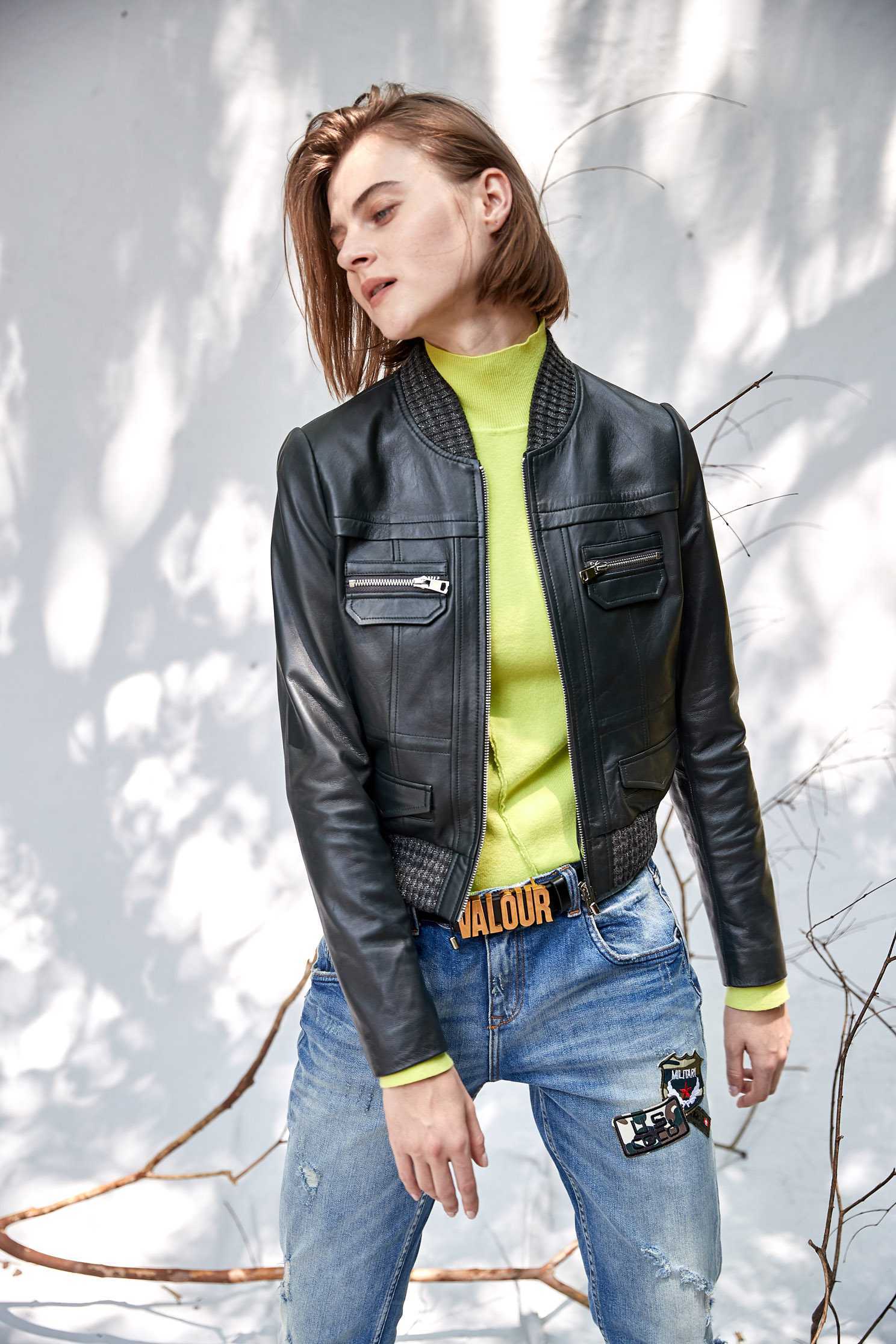 Dark green geometric cut leather coat,Ready for Winter,Outerwear,Lether jackets,Leather,Season (AW) Look,Long sleeve outerwear
