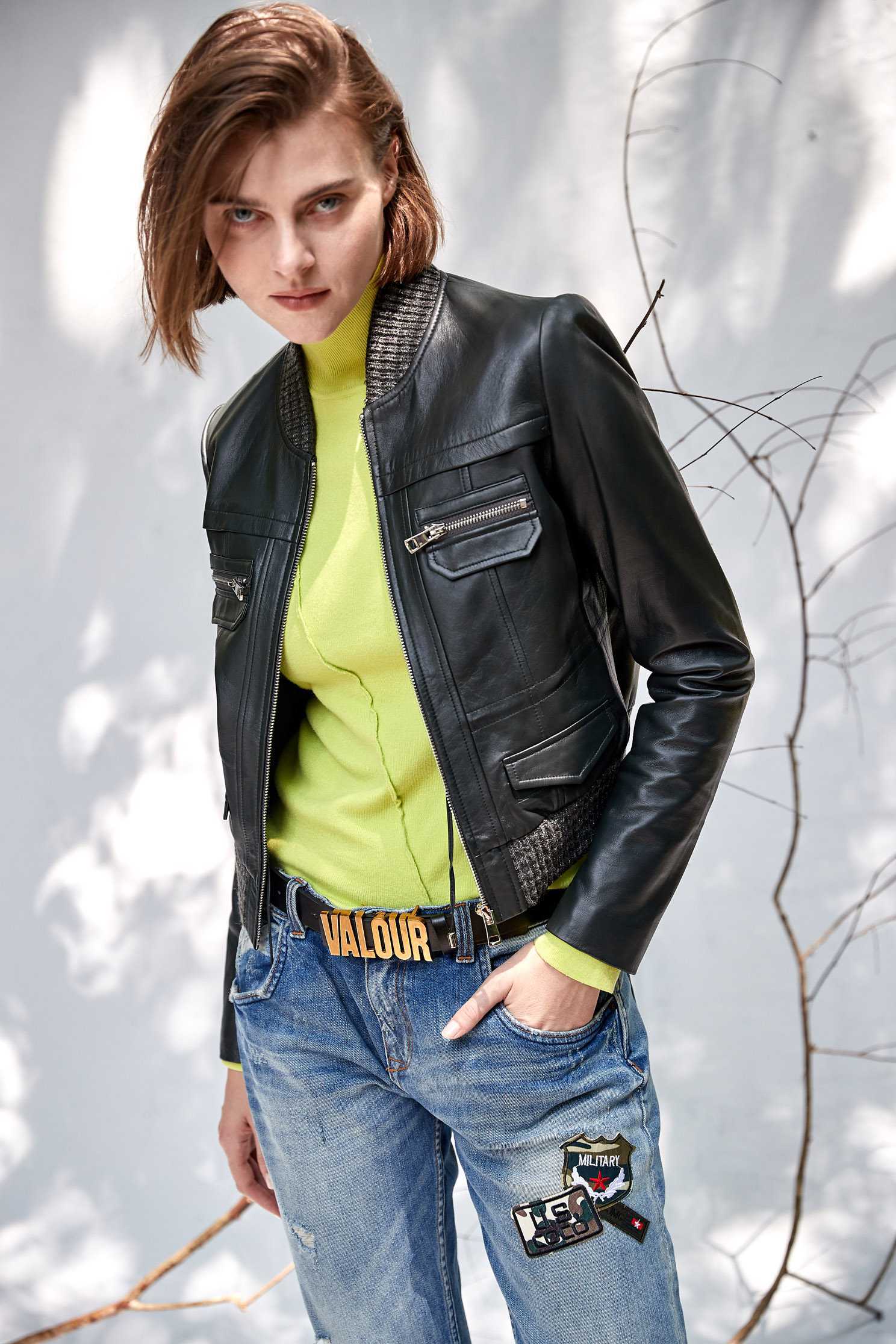 Dark green geometric cut leather coat,Ready for Winter,Outerwear,Lether jackets,Leather,Season (AW) Look,Long sleeve outerwear