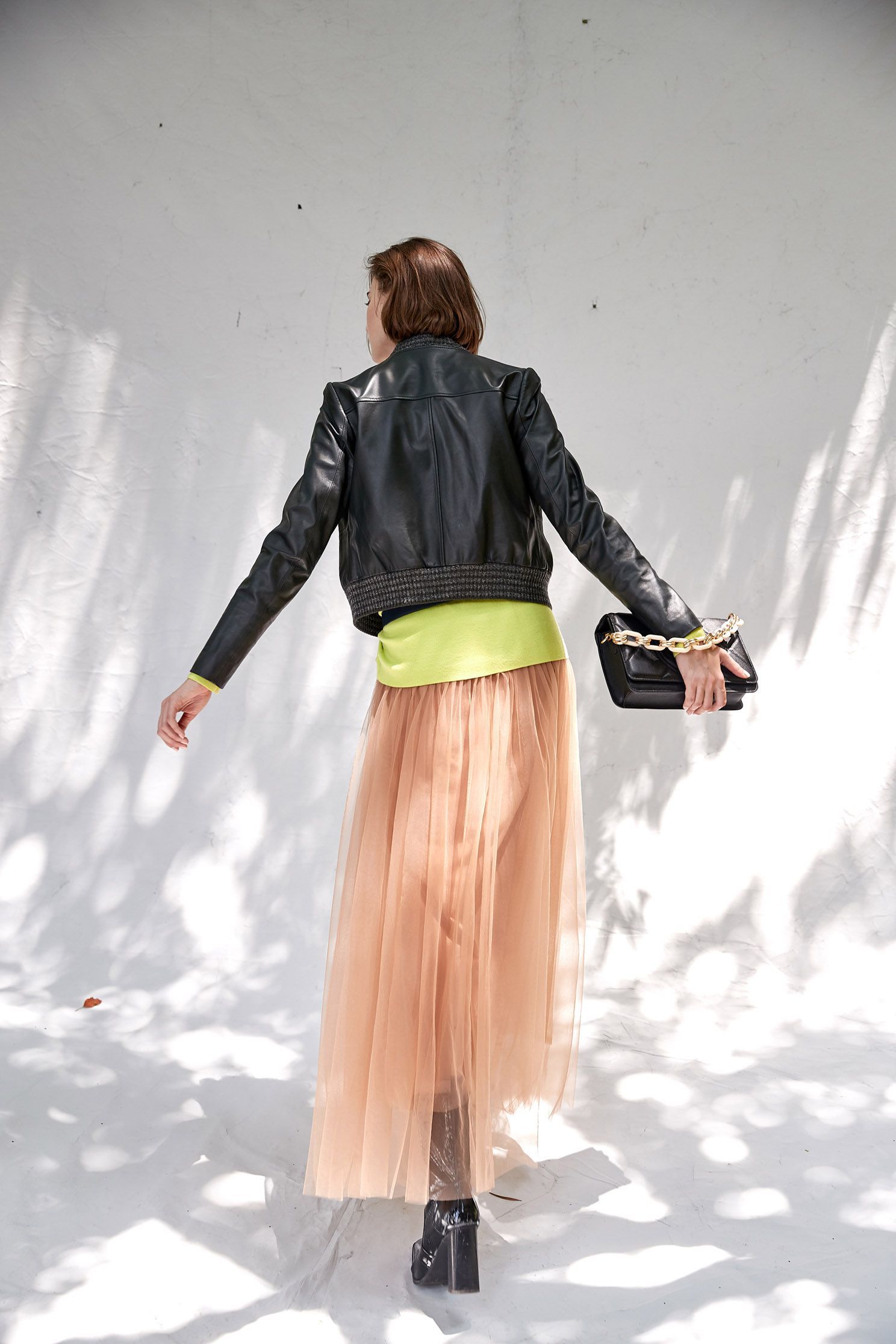 Dark green geometric cut leather coat,Ready for Winter,Outerwear,Lether jackets,Leather,Season (AW) Look,Long sleeve outerwear