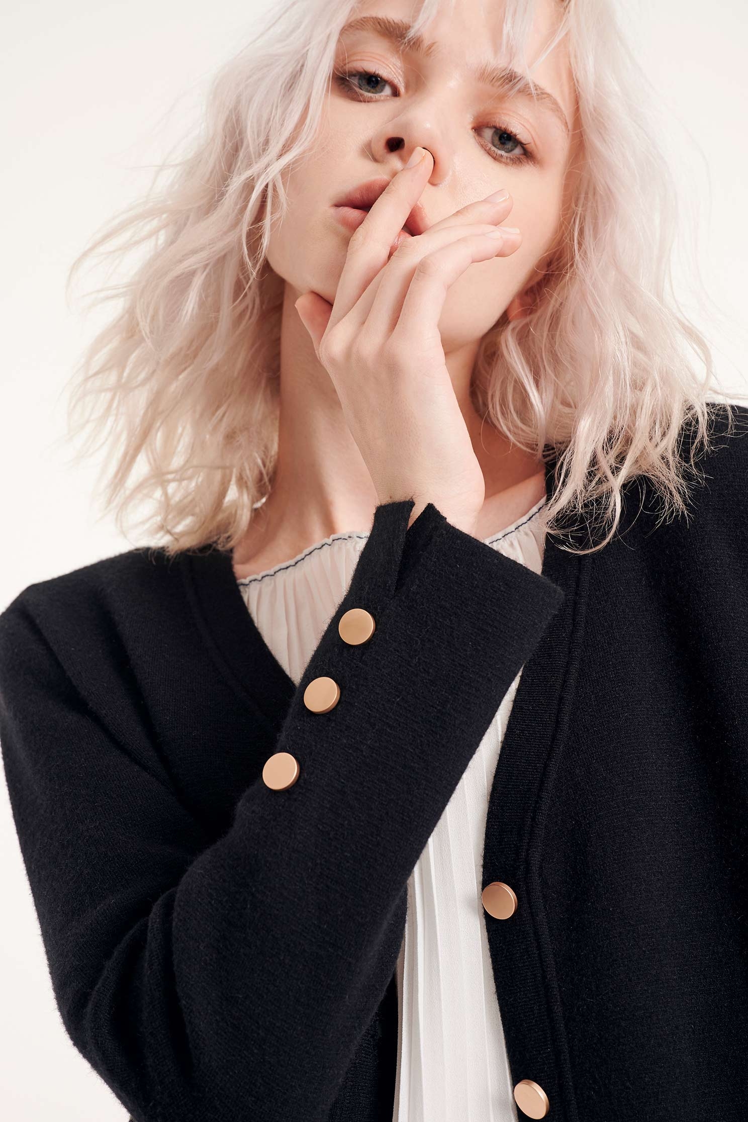 Knitted mid-length coat,Outerwear,Rayon,Season (AW) Look,Knitted,Knitted coats,Overcoats,Long sleeve outerwear,Black outerwear