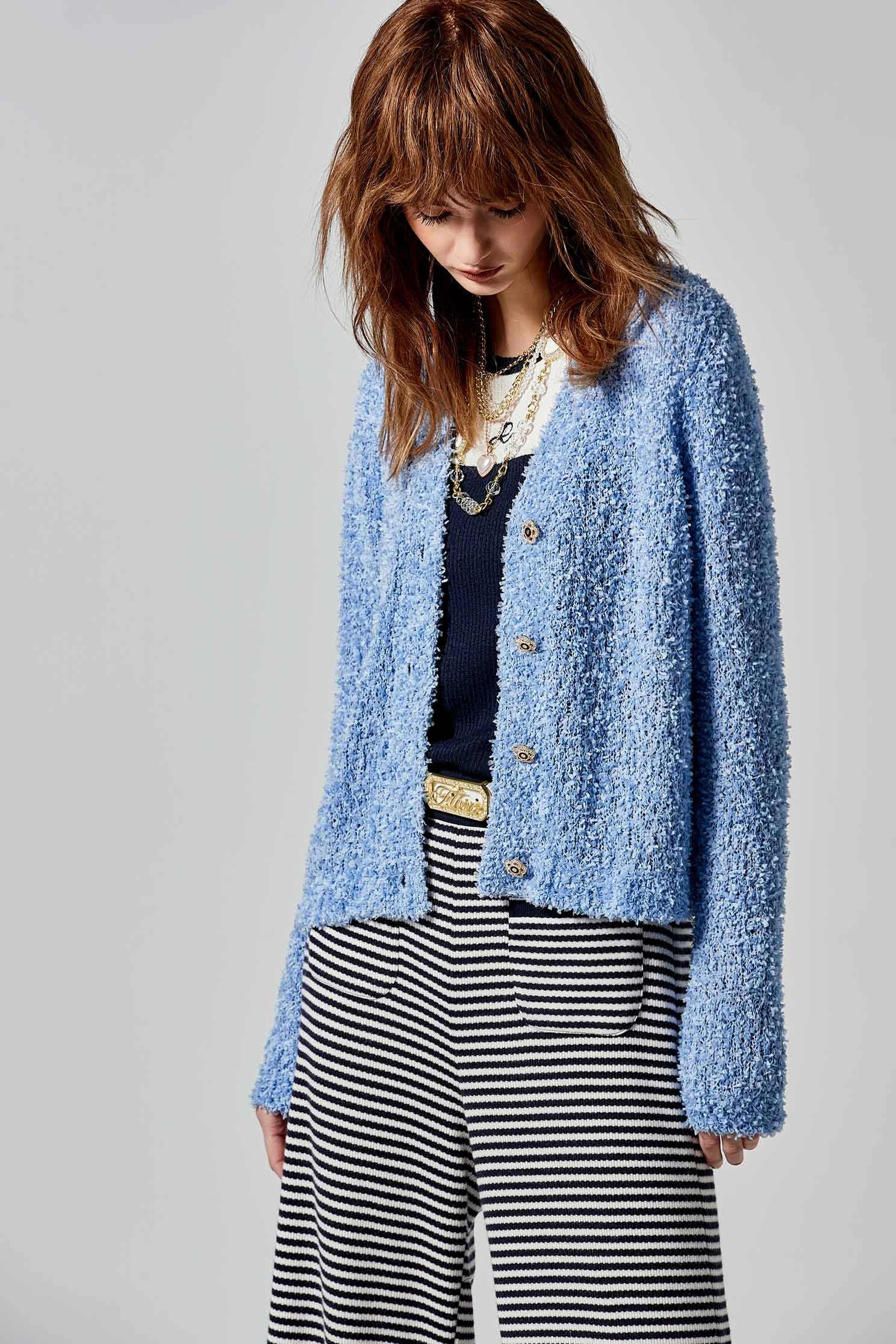 寧靜藍蝴蝶紗針織外套寧靜藍蝴蝶紗針織外套,人氣商品,外套,春夏穿搭,針織,針織外套