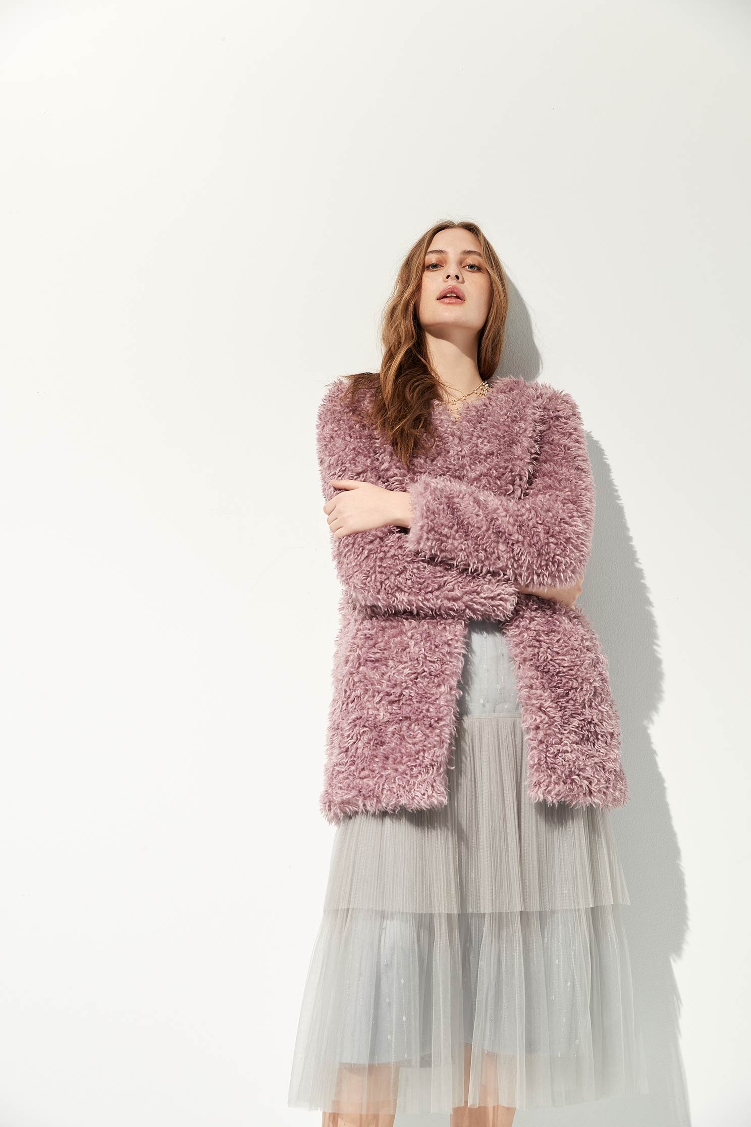 Fleece Textured coat,Jackets,Ready for Winter,Outerwear,Season (AW) Look,Long sleeve outerwear