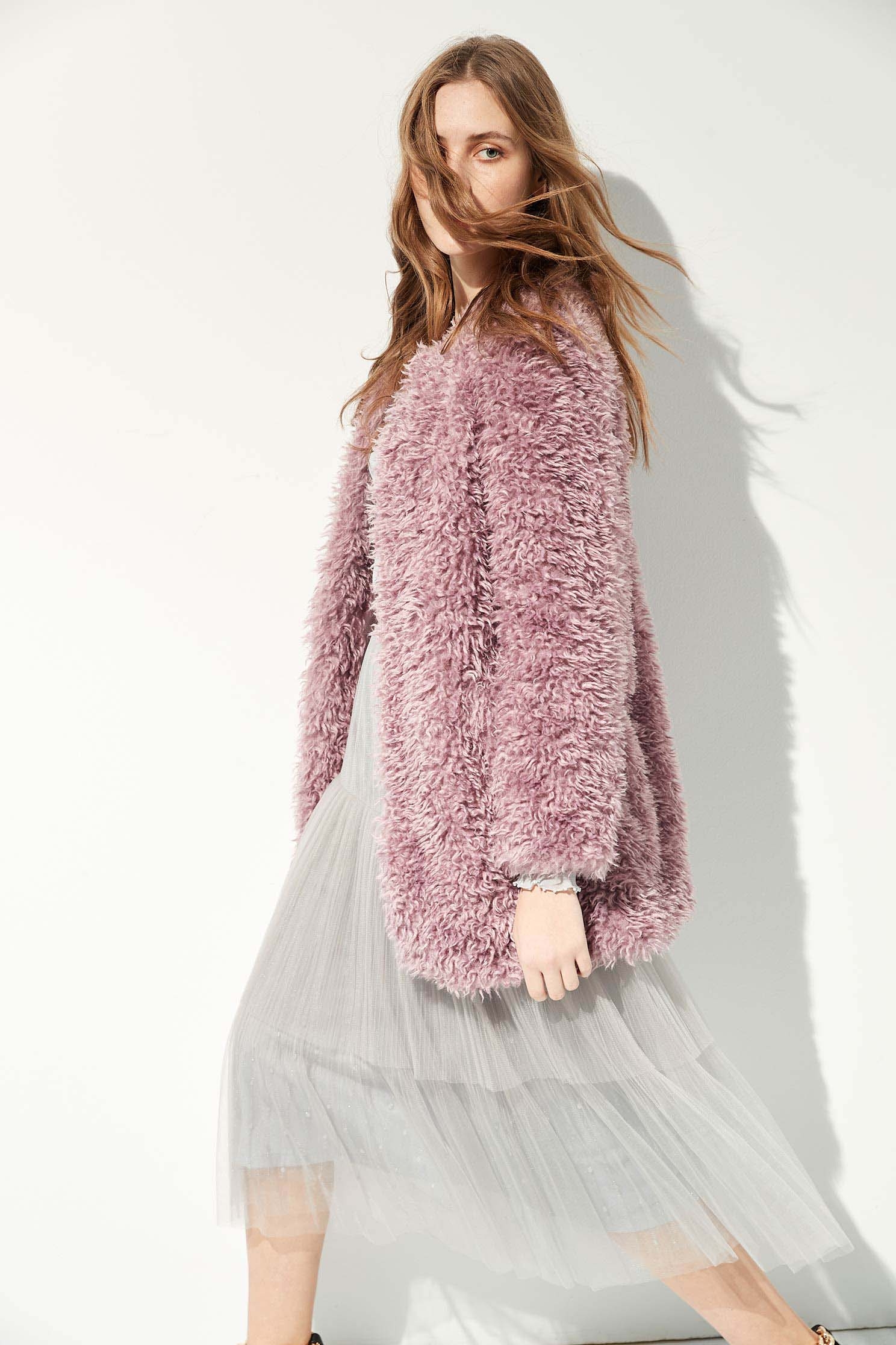 Fleece Textured coat,Jackets,Ready for Winter,Outerwear,Season (AW) Look,Long sleeve outerwear