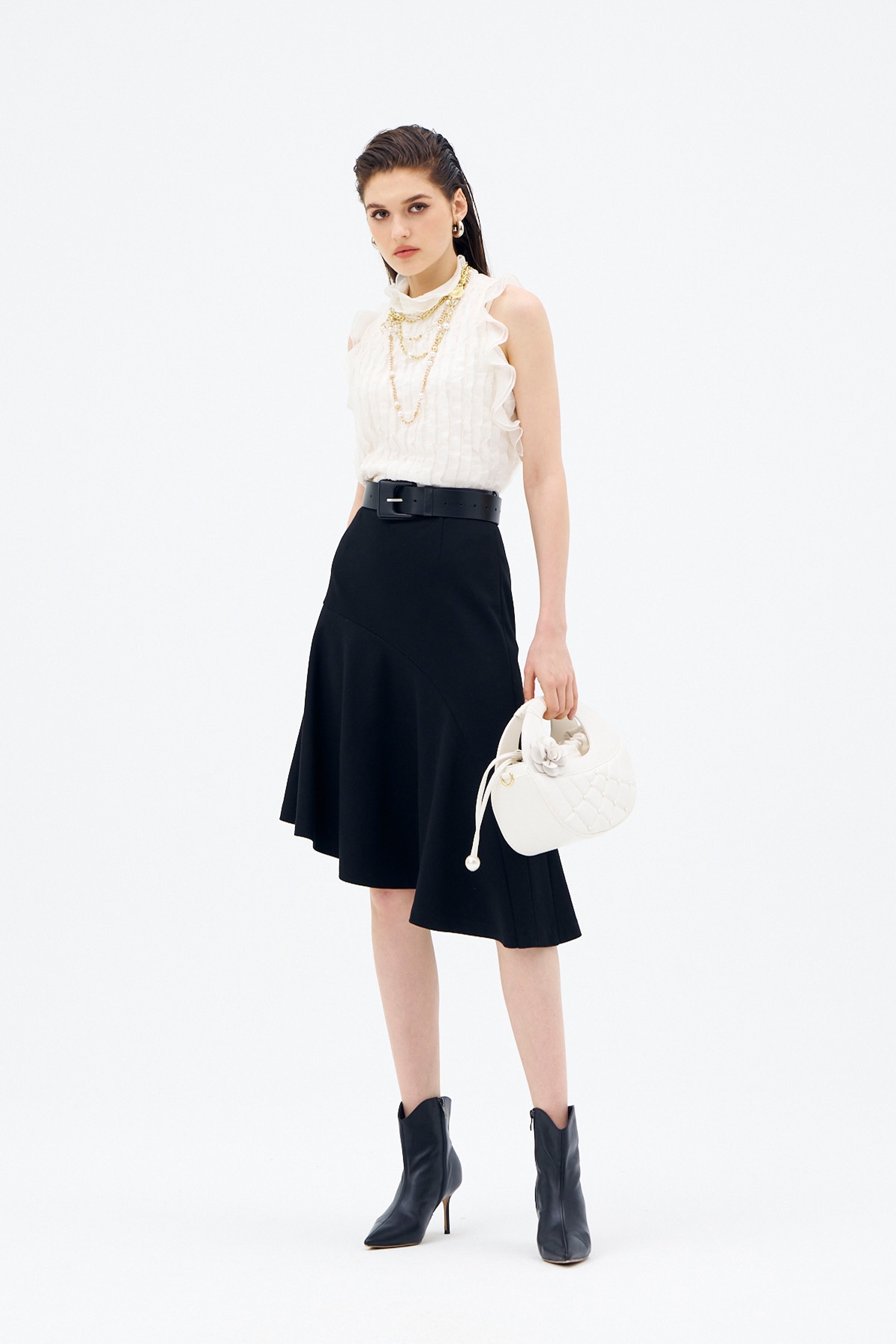 中長羅馬變化波浪裙Asymmetric Hem A-line Skirt,秋冬穿搭,長裙