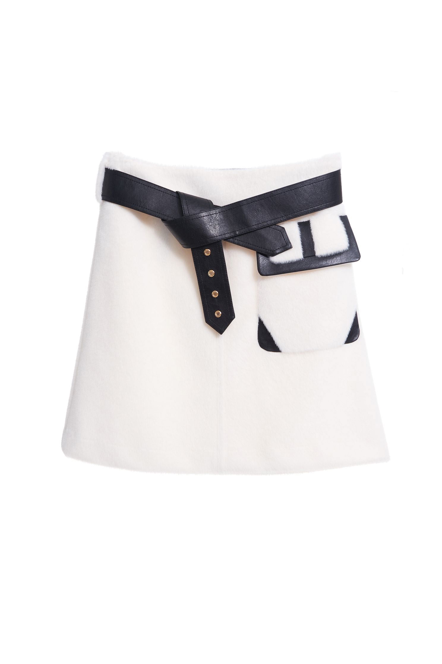 White stitched leather skirt,White skirts,Leather,Mini skirts,Season (AW) Look