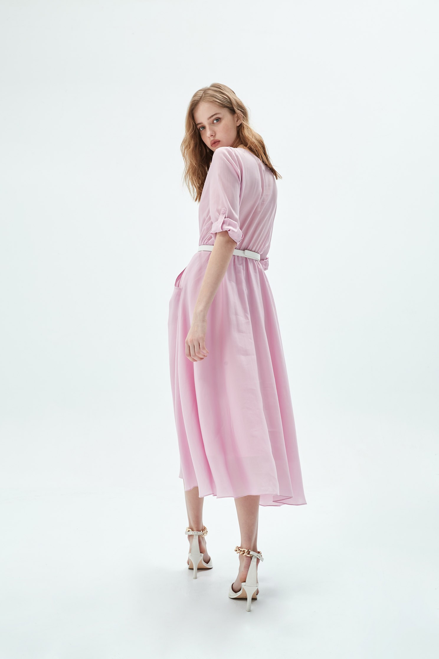 Breasted pinkish purple long cotton dress,Dresses,Season (SS) Look,coolsummer,iROO LIVE,Maxi dresses