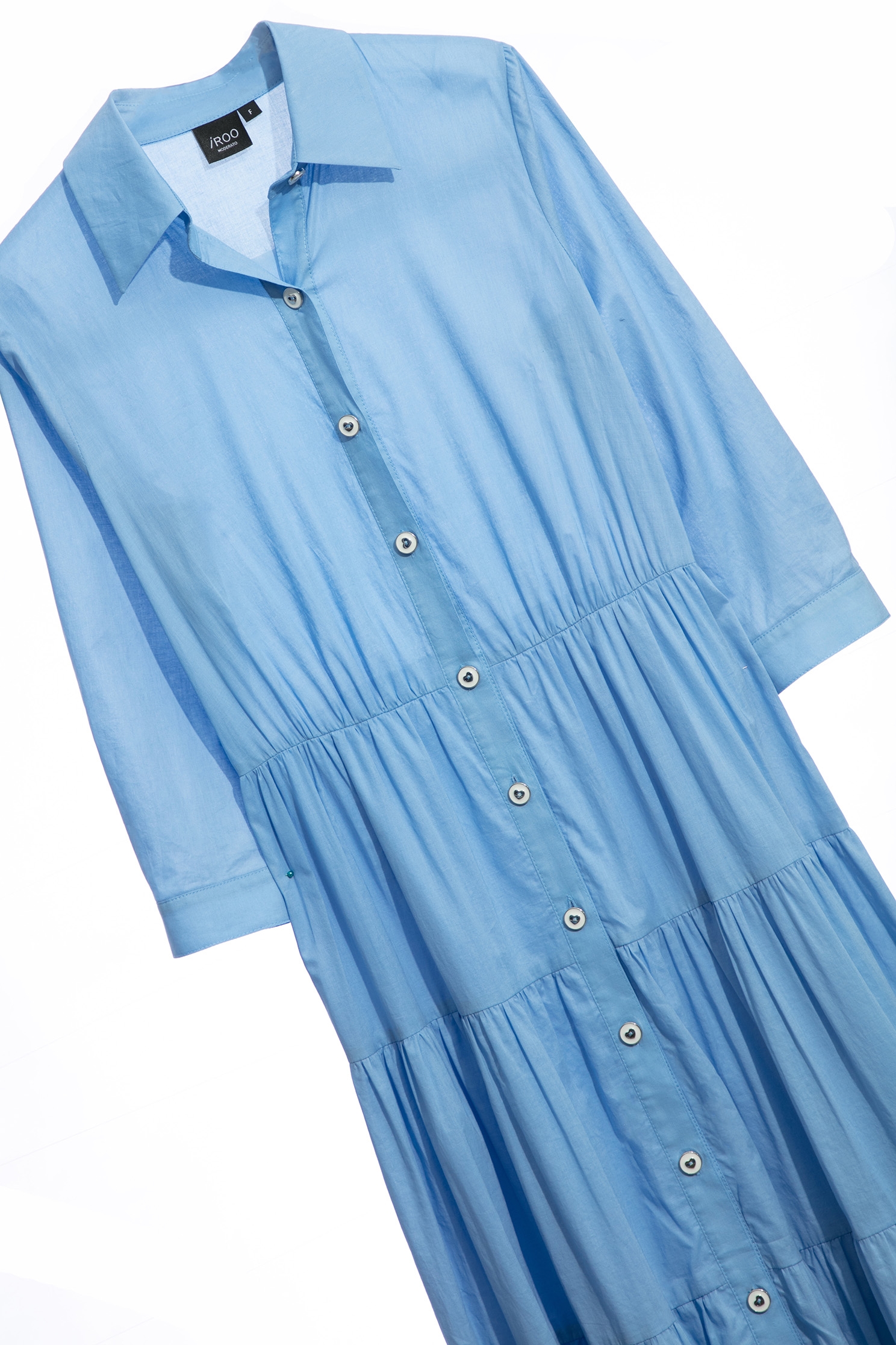 寧靜藍襯衫式長洋裝寧靜藍襯衫式長洋裝,一般洋裝,人氣商品,春夏穿搭,襯衫,輕奢度假,輕奢渡假,長洋裝