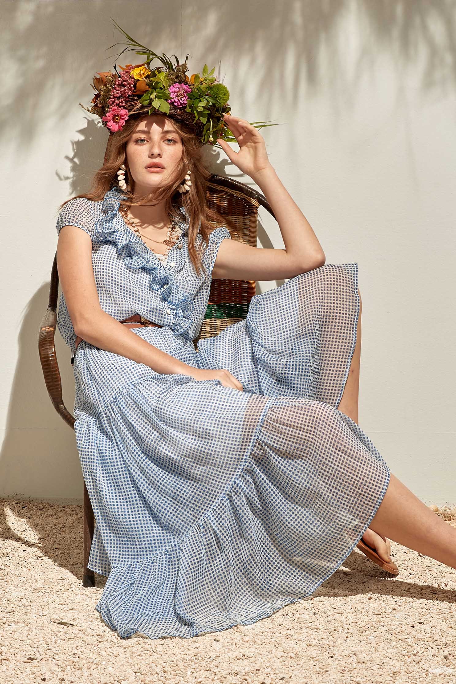 Dot print tulle shirt-style vest,Tops,Season (SS) Look,Restock,Tops,Blouses,Chiffon