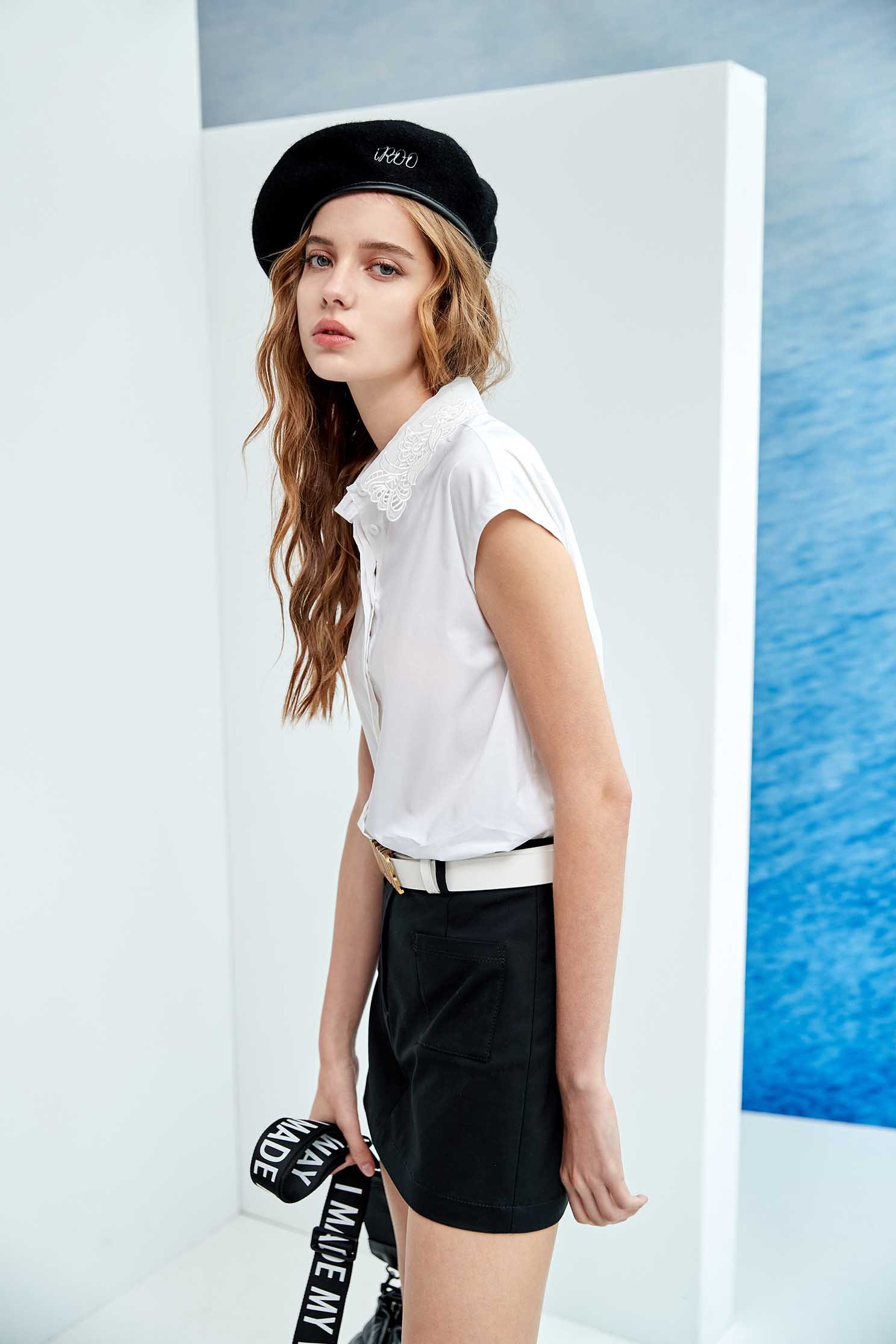 Vest-style shirts with embroidery collar,Tops,Embroidered,Season (SS) Look,Tops,Lace,Blouses