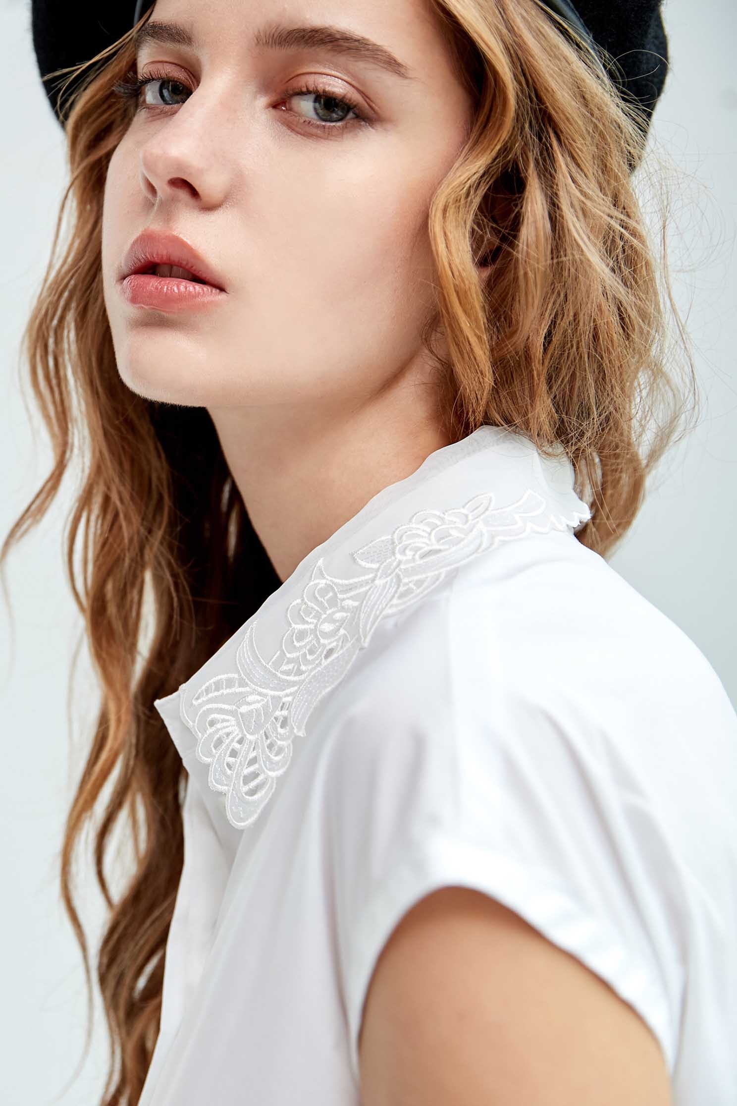 Vest-style shirts with embroidery collar,Tops,Embroidered,Season (SS) Look,Tops,Lace,Blouses