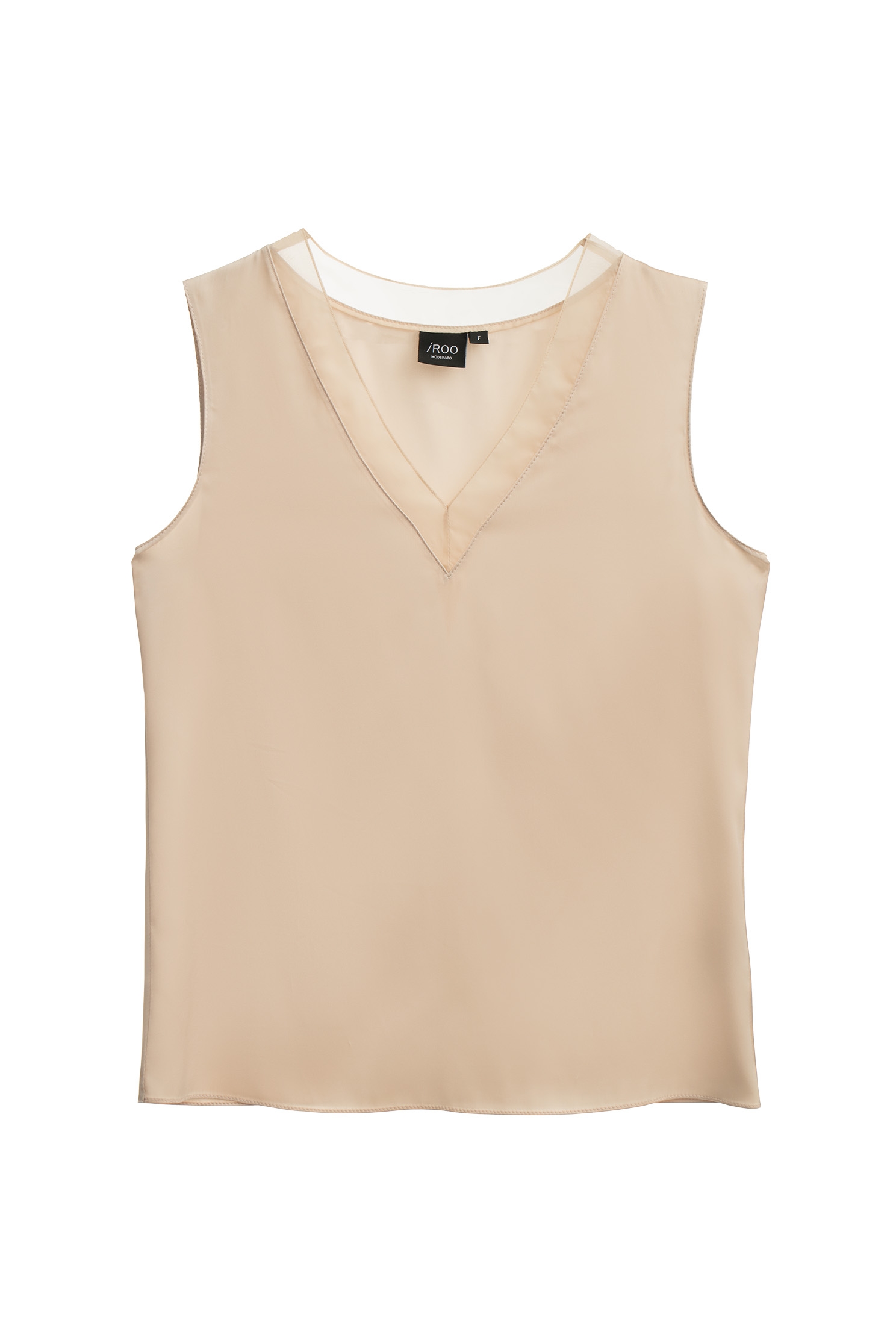 珠貝色沙典簡約V領背心V-neck Satin Tank Top,一般背心,無袖背心,秋冬穿搭,背心