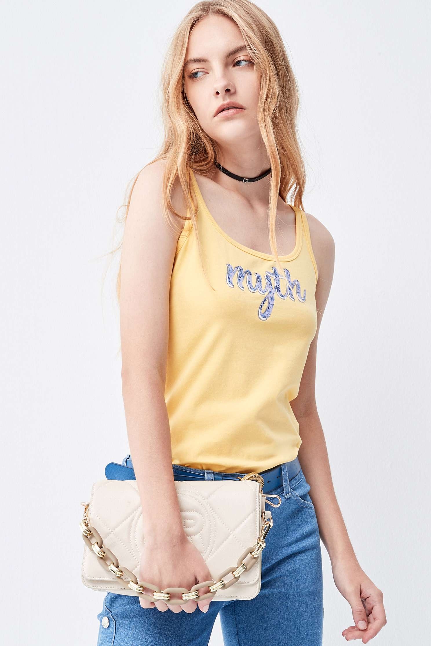 Large U collar vest,T-shirts,Outfit of the Day,Tops,Tops,White tops,White tops,Season (AW) Look,Pink,Cotton,Embroidered,Tops