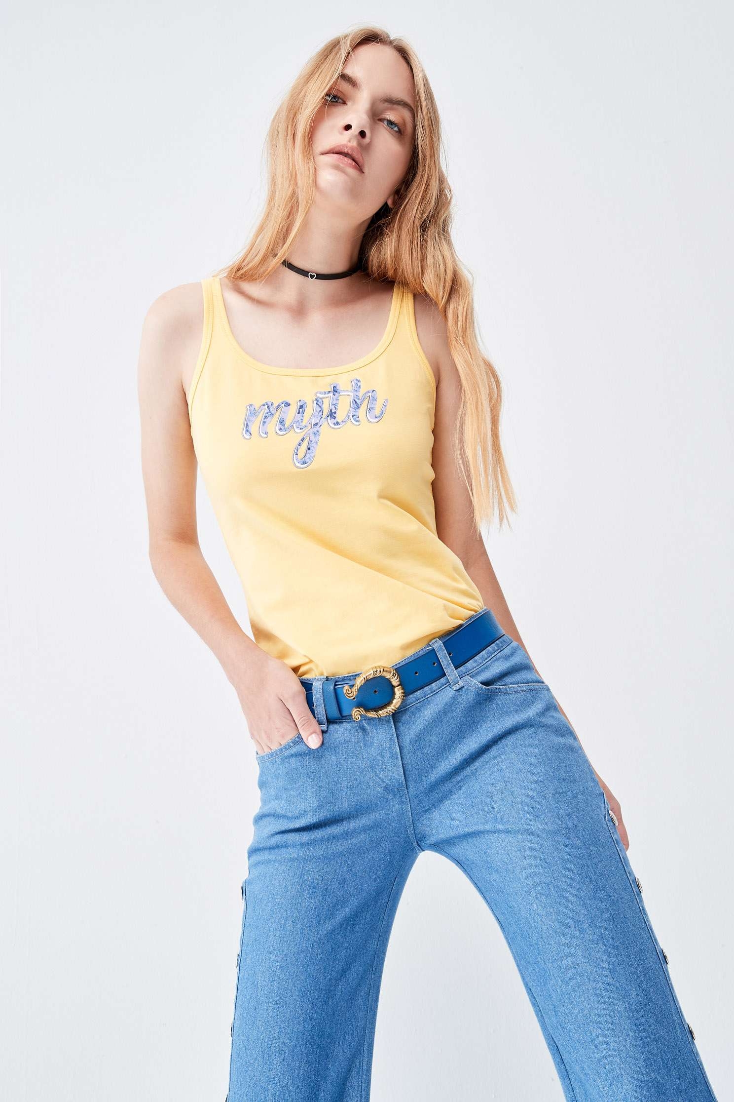 Large U collar vest,T-shirts,Outfit of the Day,Tops,Tops,White tops,White tops,Season (AW) Look,Pink,Cotton,Embroidered,Tops