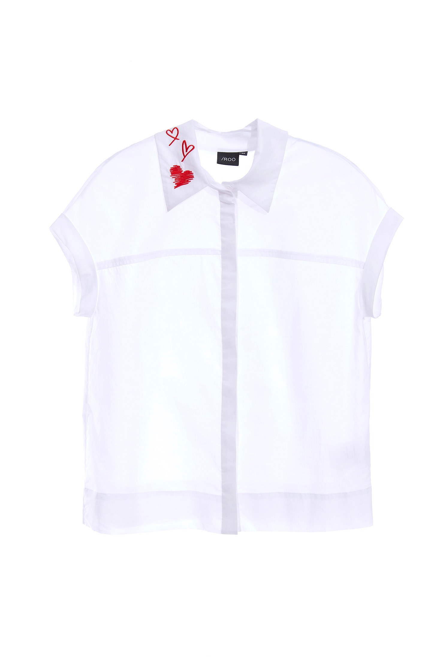 Short sleeves shirt with love embroidered collar,Embroidered,Season (SS) Look,Blouses