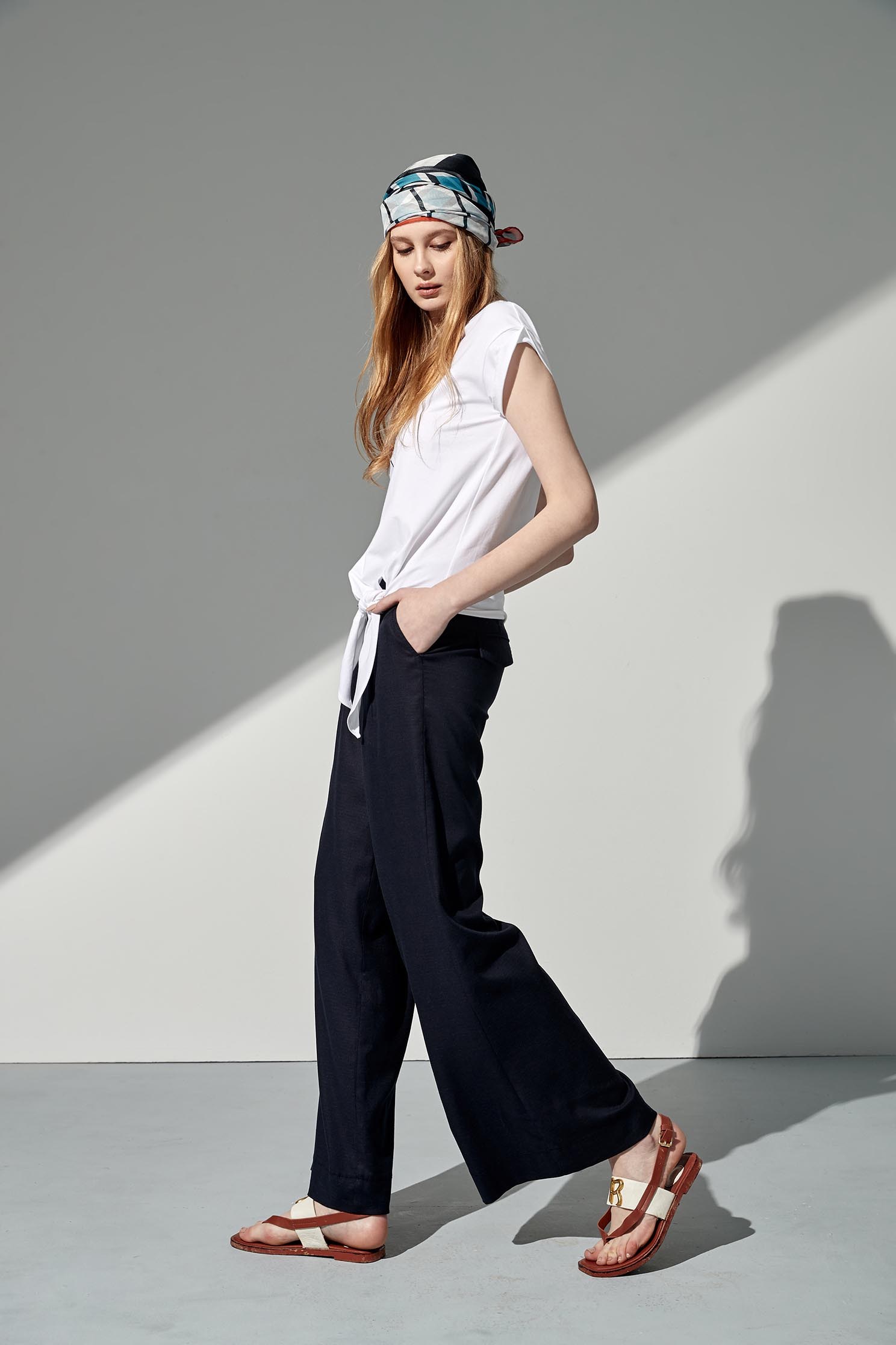 Contrast love embroidery T-shirt with tie,T-shirts,T-shirts,Embroidered,Season (SS) Look,Cotton
