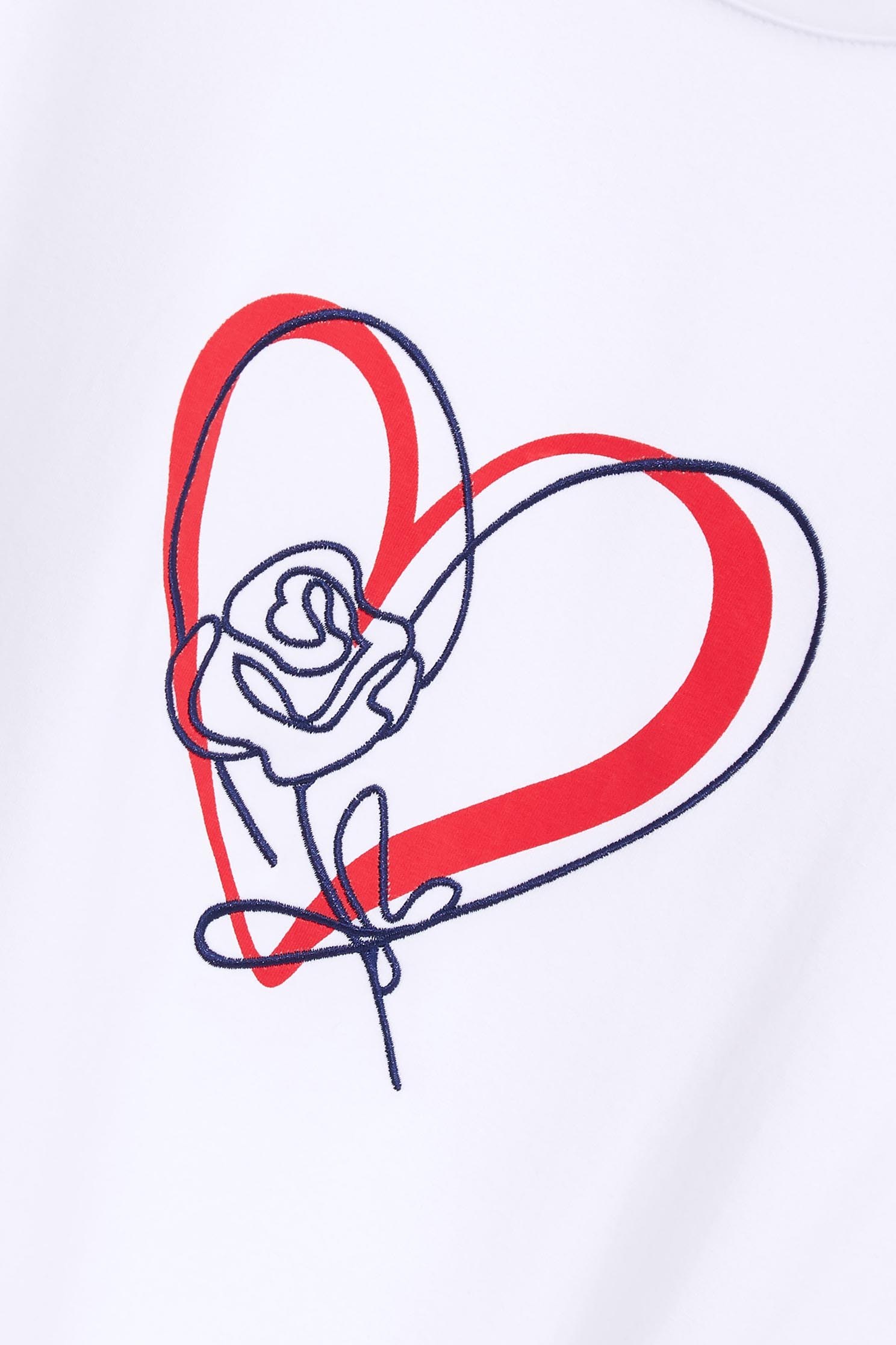 Contrast love embroidery T-shirt with tie,T-shirts,T-shirts,Embroidered,Season (SS) Look,Cotton