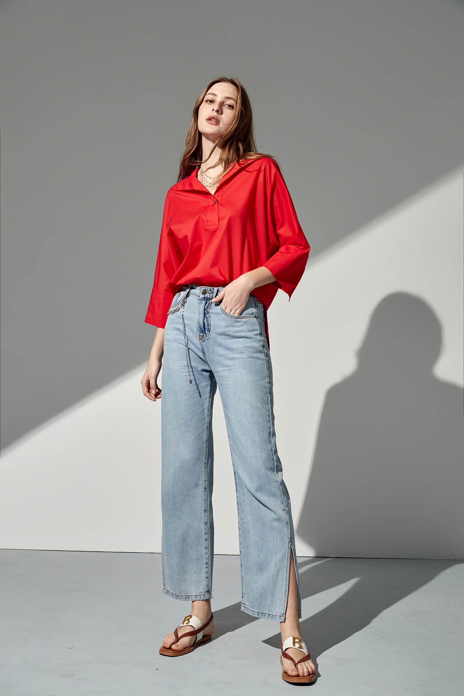 Casual POLO shirt with wide-sleeves,Tops,Season (SS) Look,Blouses