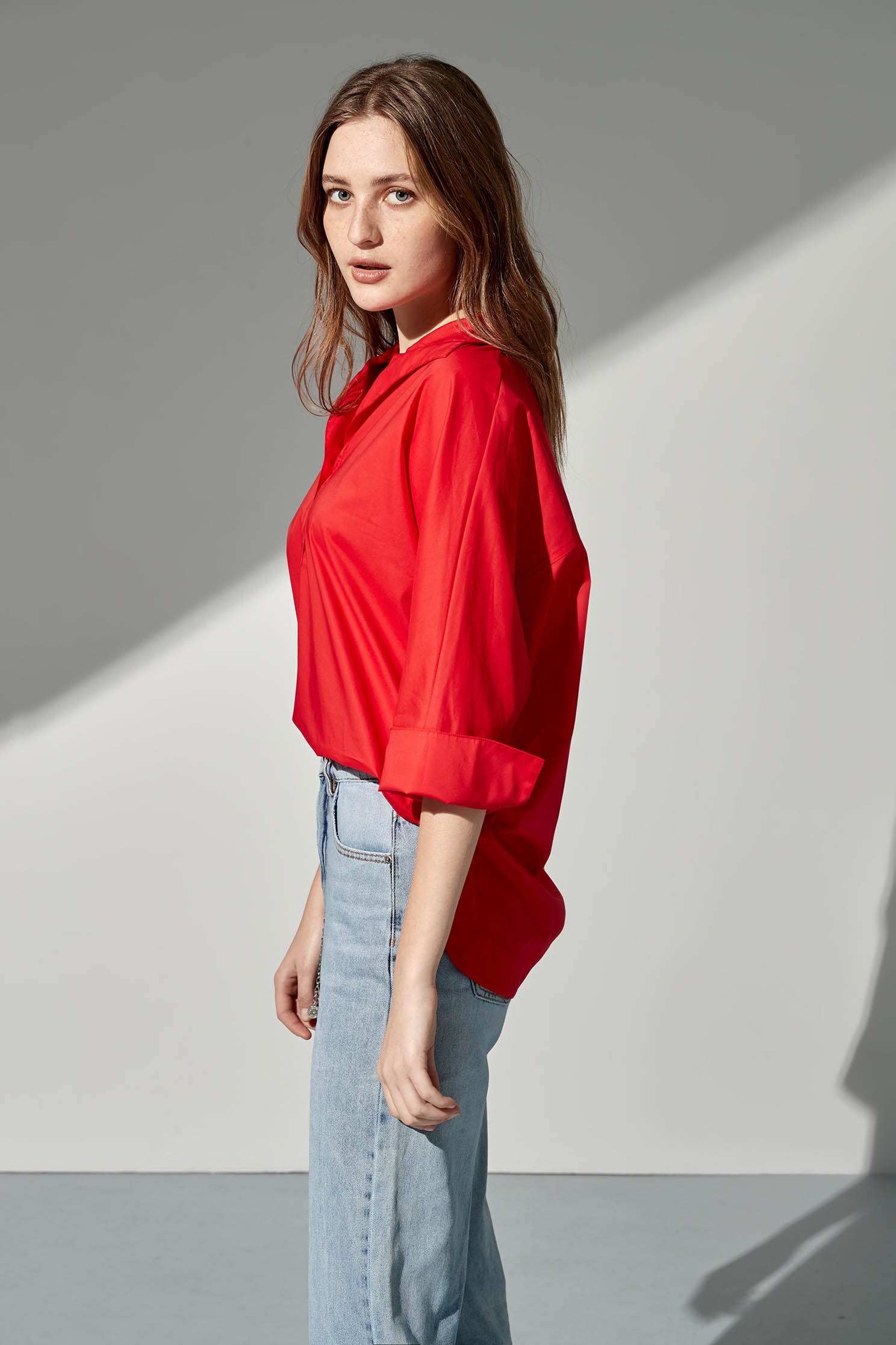 Casual POLO shirt with wide-sleeves,Tops,Season (SS) Look,Blouses