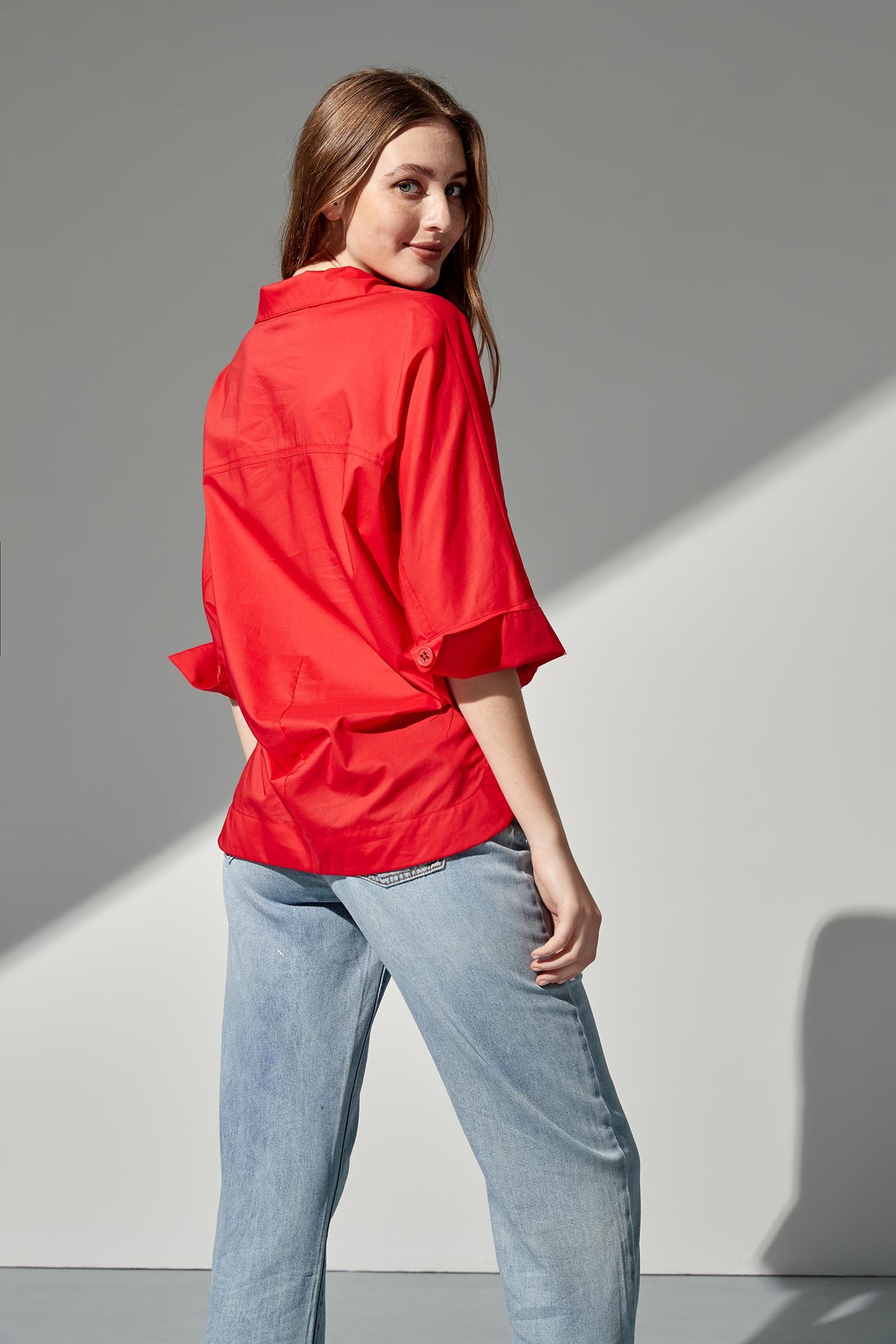 Casual POLO shirt with wide-sleeves,Tops,Season (SS) Look,Blouses