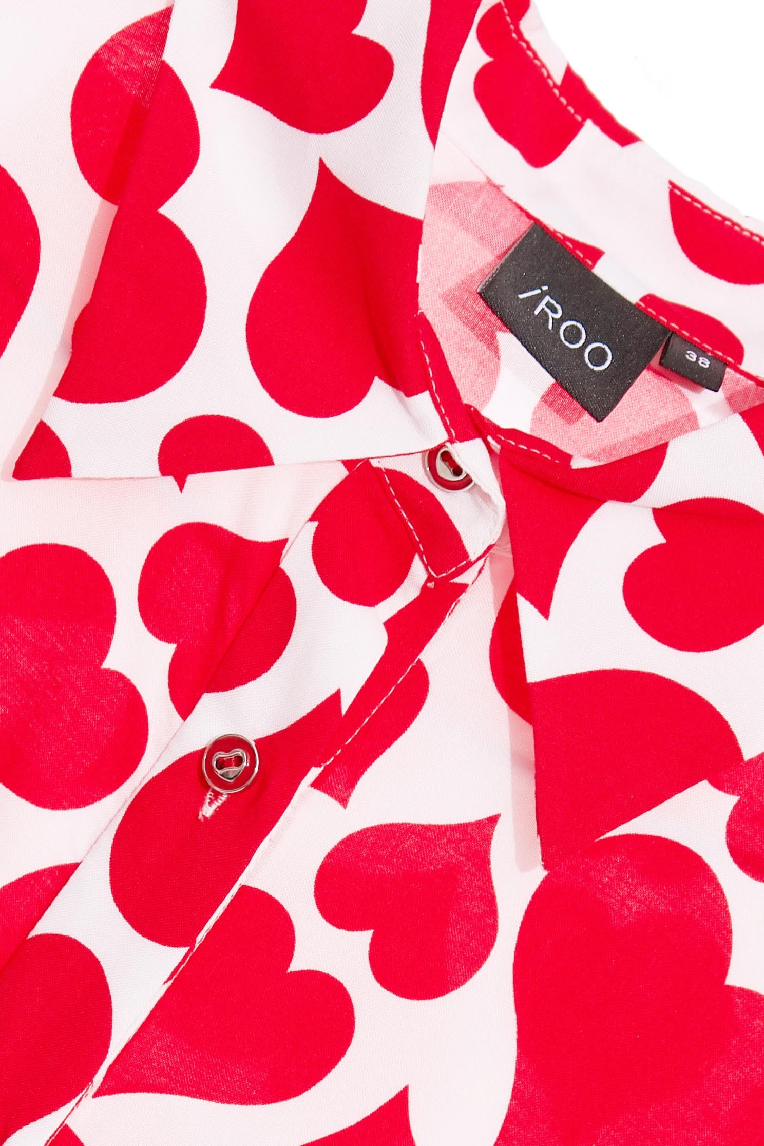 Red love print shirt with tie,Tops,Rayon,Season (SS) Look,Blouses