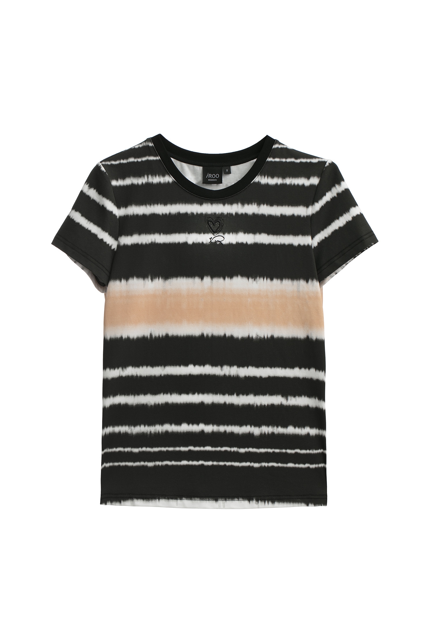 雙色綁染感印花T恤上衣Gradient Stripe Short Sleeve Tee,T恤,上衣,秋冬穿搭,純棉