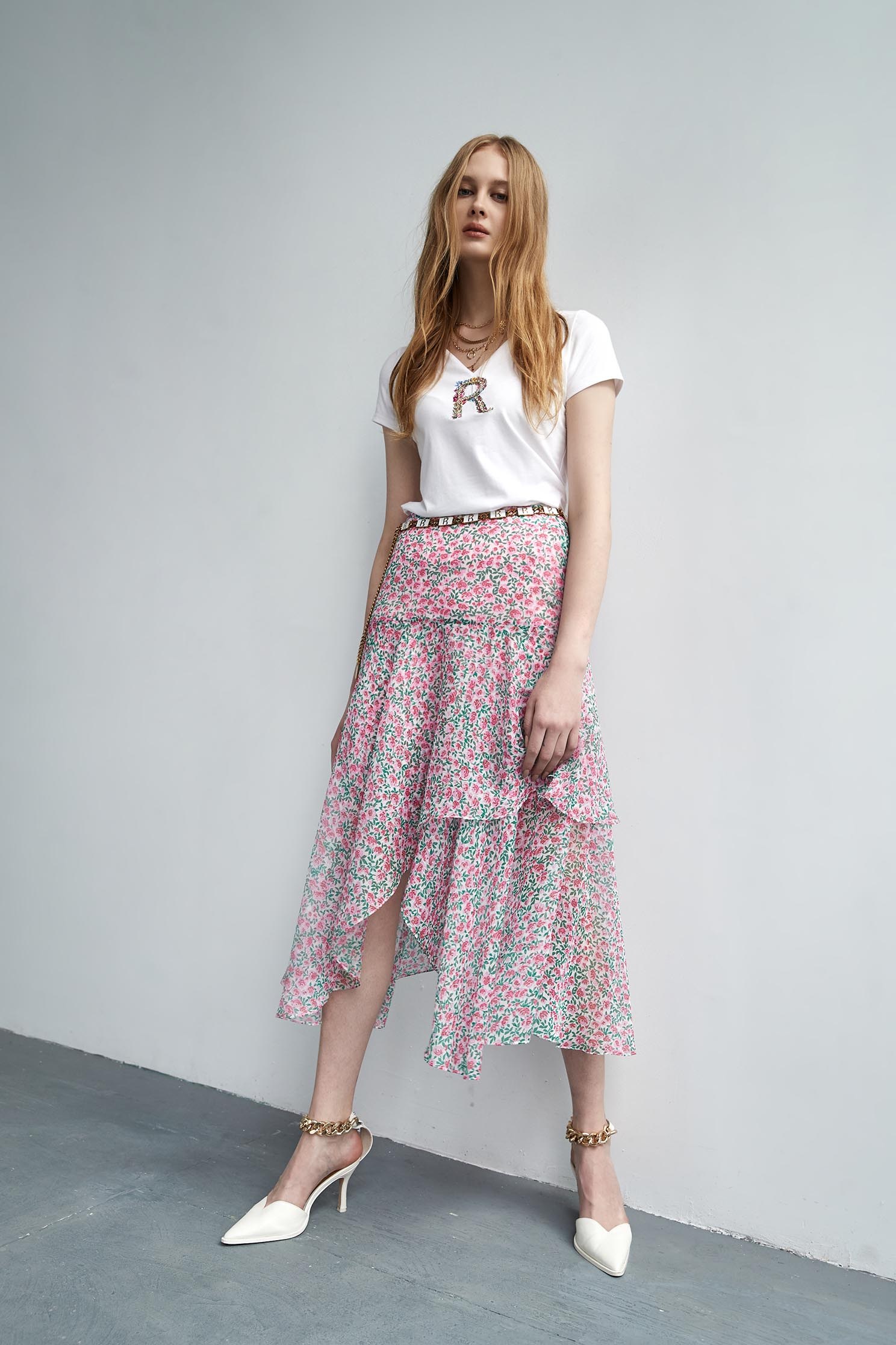 Webbing T-shirt with R,T-shirts,Tops,Season (SS) Look,Pink