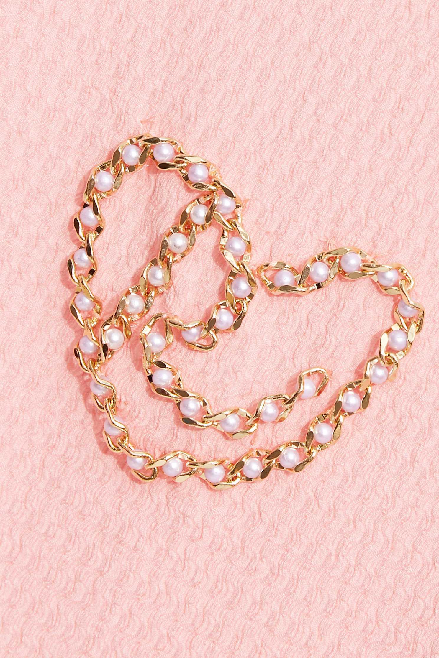 Embellished faux pearl chain T-shirt,T-shirts,Tops,Season (SS) Look,Pink