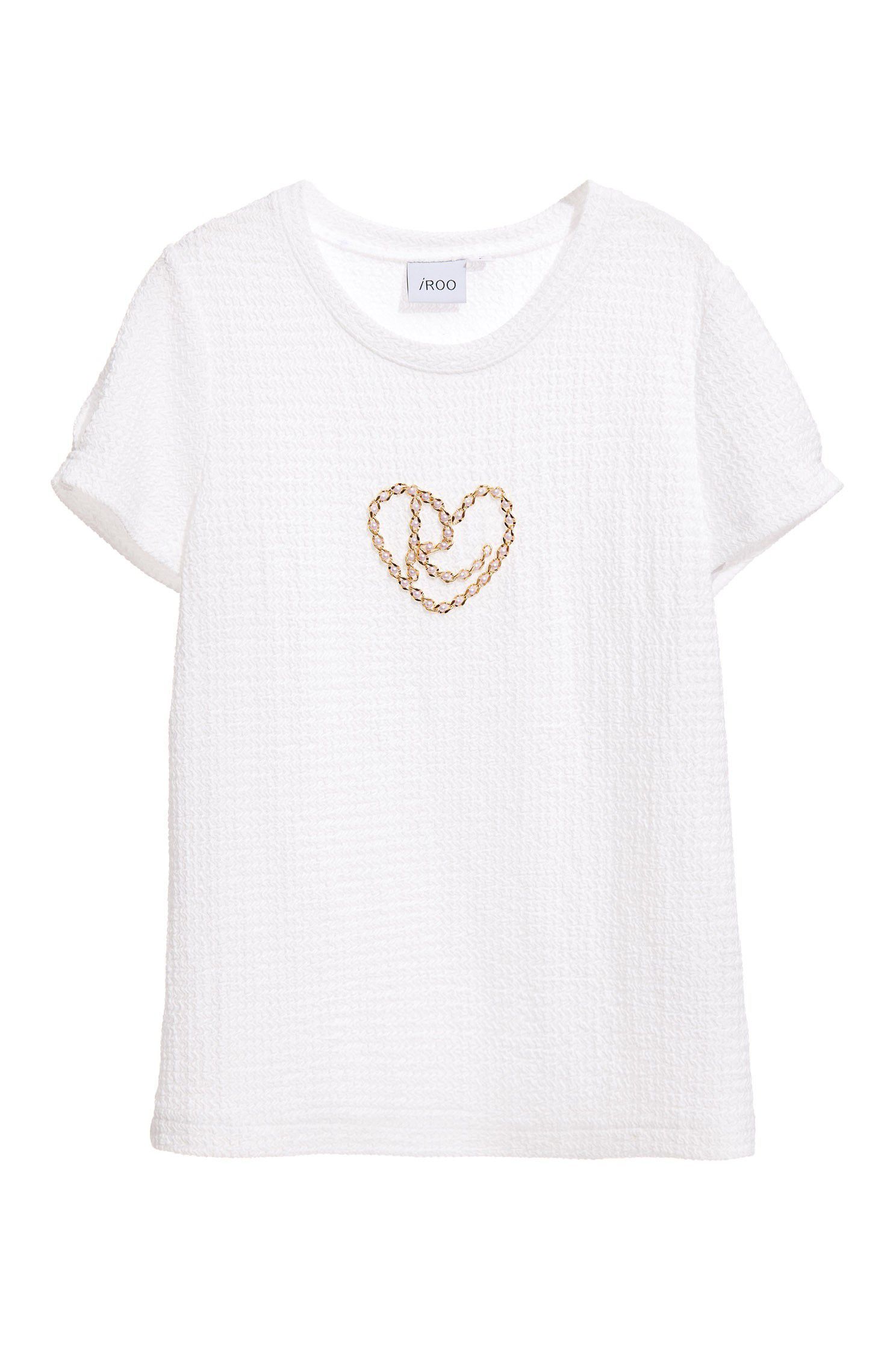 Embellished faux pearl chain T-shirt,T-shirts,Tops,Season (SS) Look,Pink