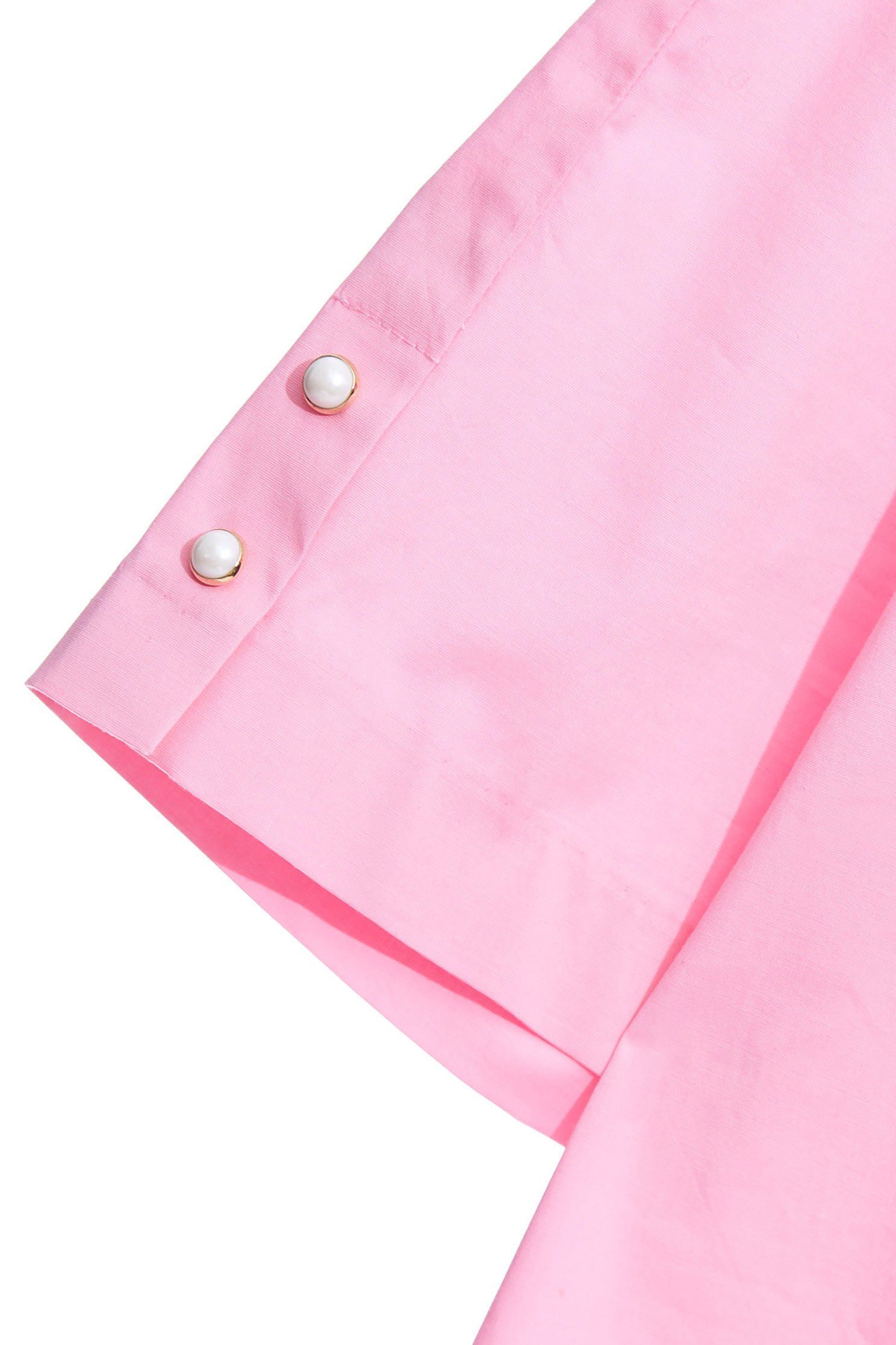 Shirt-style top with meniscus collar,Tops,Season (SS) Look,iROO LIVE,Pink,Blouses