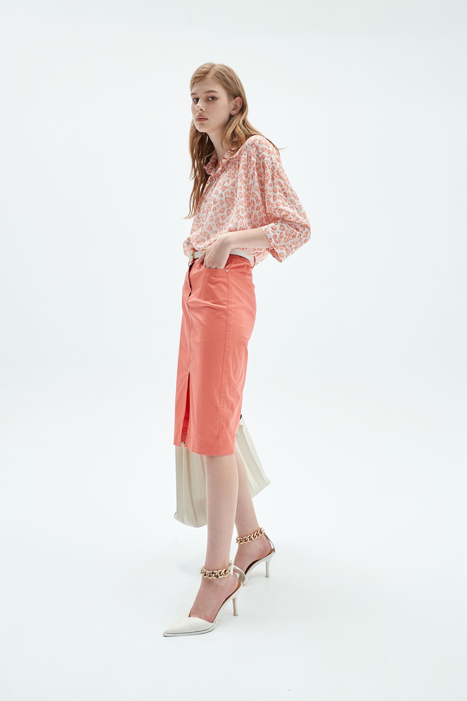 Chiffon pink top with leopard print,Tops,Season (SS) Look,Blouses,Chiffon