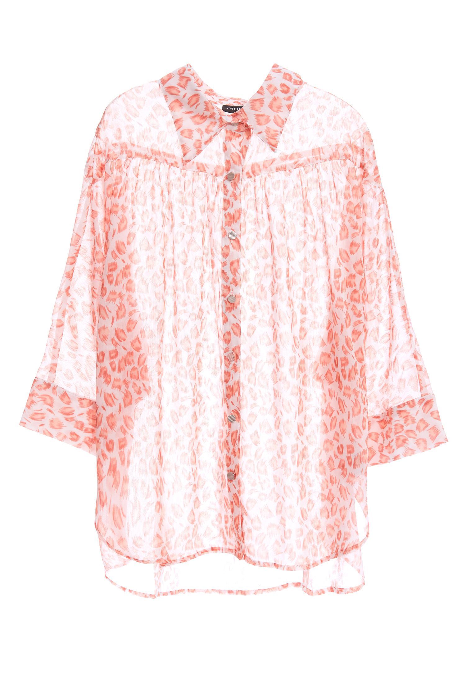 Chiffon pink top with leopard print,Tops,Season (SS) Look,Blouses,Chiffon