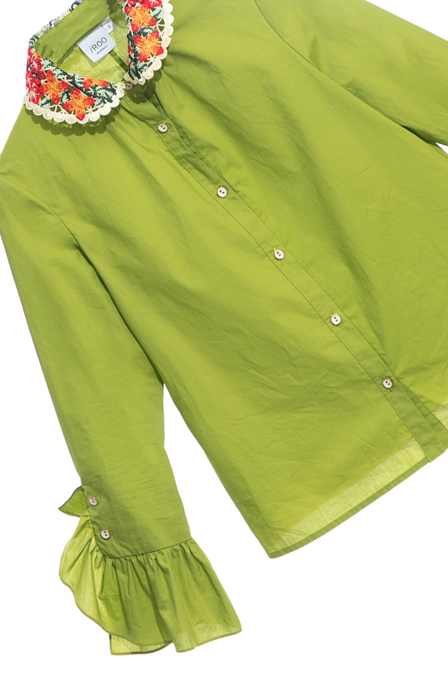 莫格薄荷綠單品上衣,長袖 上衣,綠色 上衣,翻領 上衣莫格薄荷綠單品上衣,上衣,刺繡,春夏穿搭,約會特輯