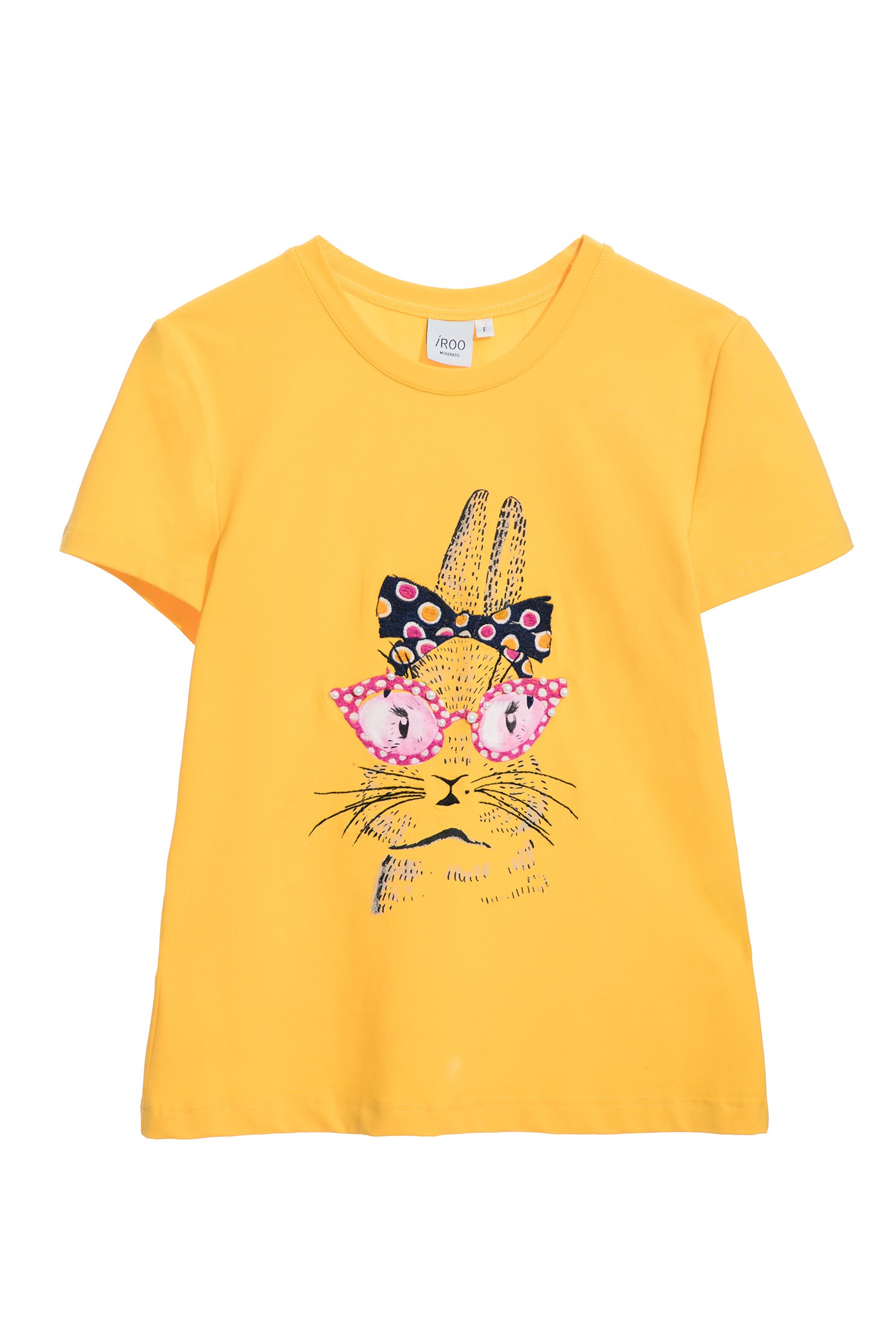 戴貓眼鏡兔子印花T恤戴貓眼鏡兔子印花T恤,T-Shirt,T恤,上衣,刺繡,春夏穿搭,蝴蝶結