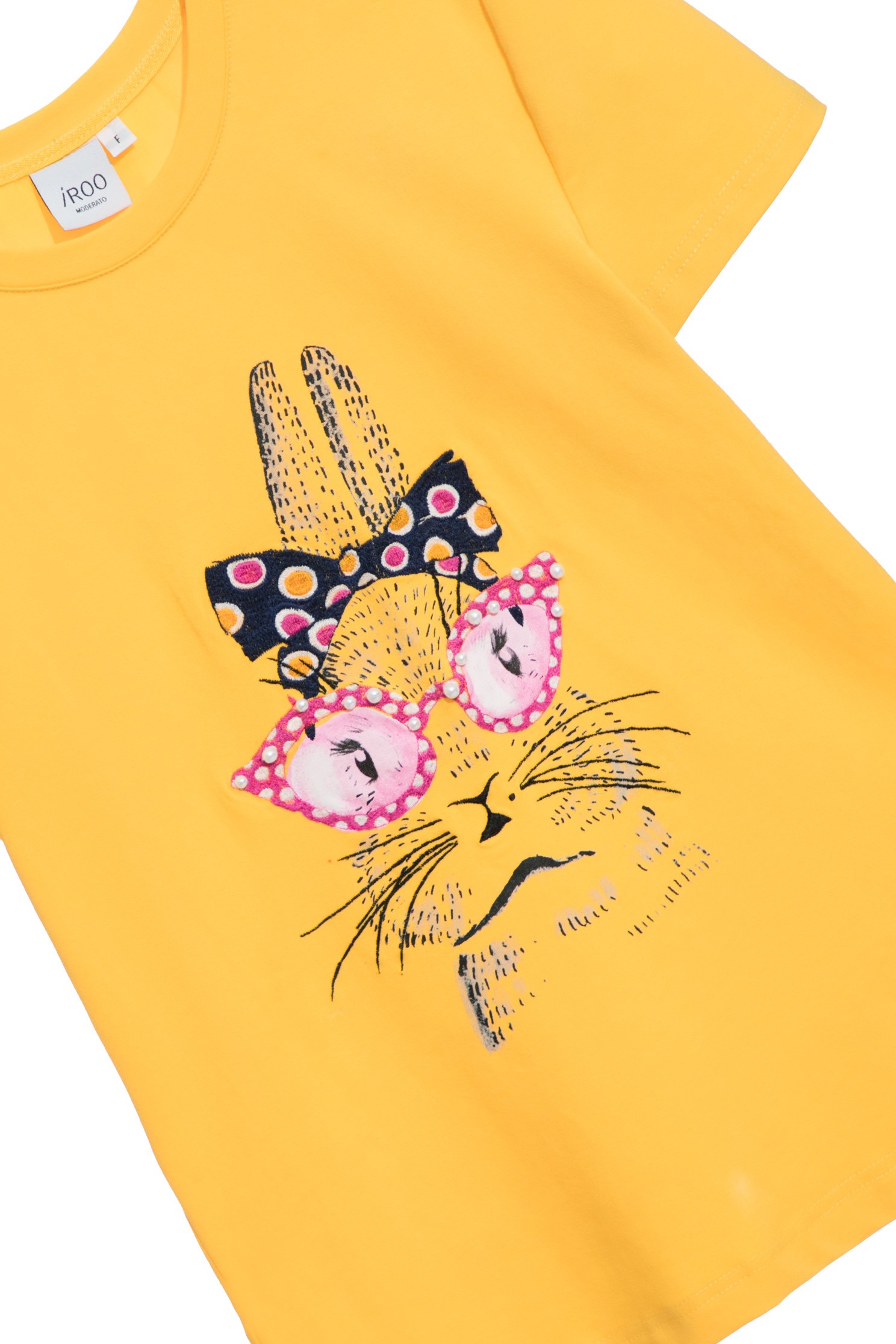 戴貓眼鏡兔子印花T恤戴貓眼鏡兔子印花T恤,T-Shirt,T恤,上衣,刺繡,春夏穿搭,蝴蝶結