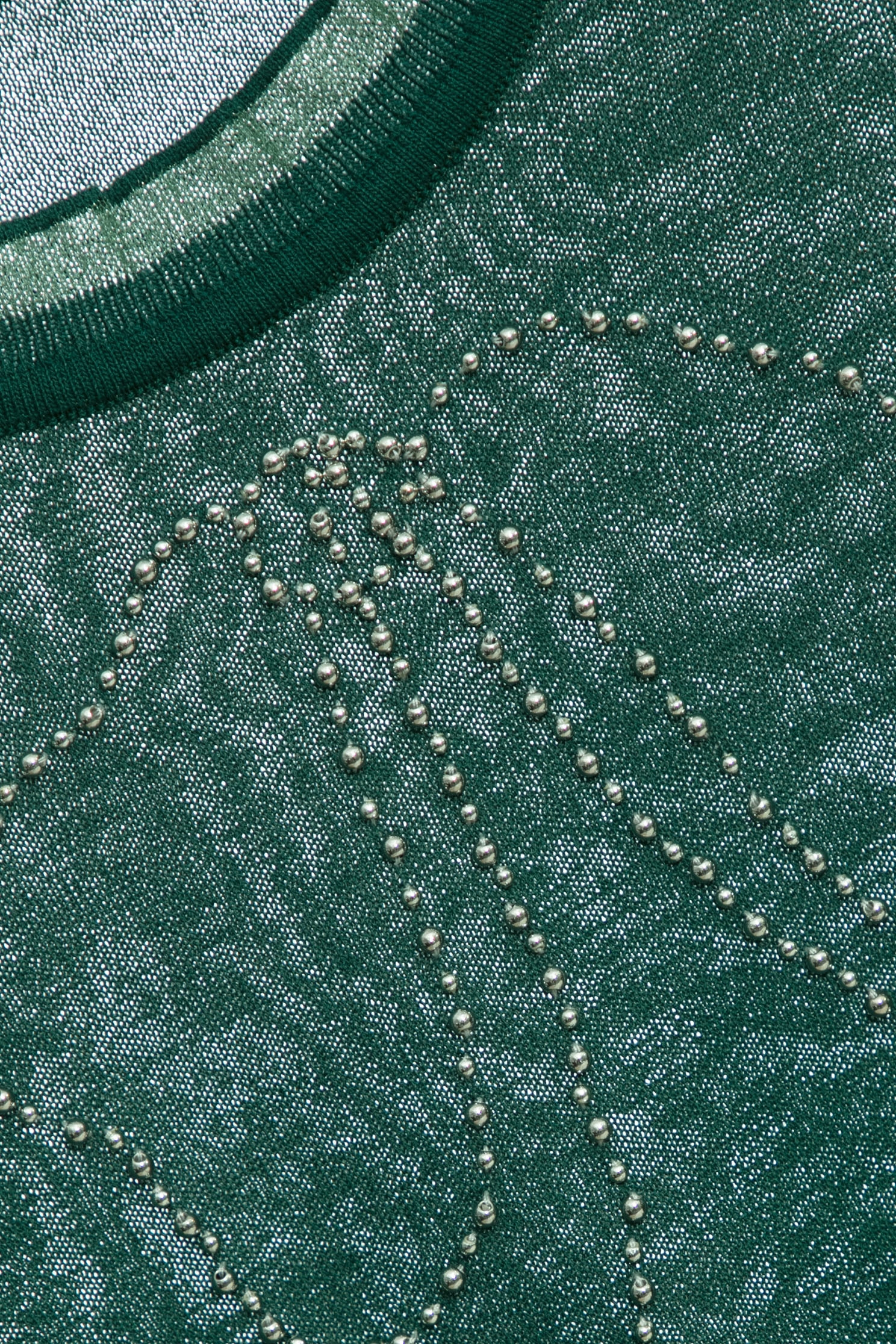 鑲珠珠銅綠色針織上衣鑲珠珠銅綠色針織上衣,上衣,人氣商品,春夏穿搭,網紗,蝴蝶結,針織,針織上衣,針織衫