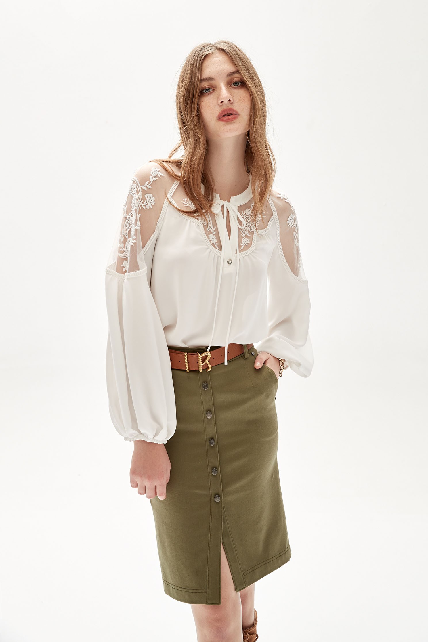 Bohemian embroiderey chiffon top,Tops,Embroidered,Season (AW) Look,Valentine,Lace,Chiffon,Chiffon tops