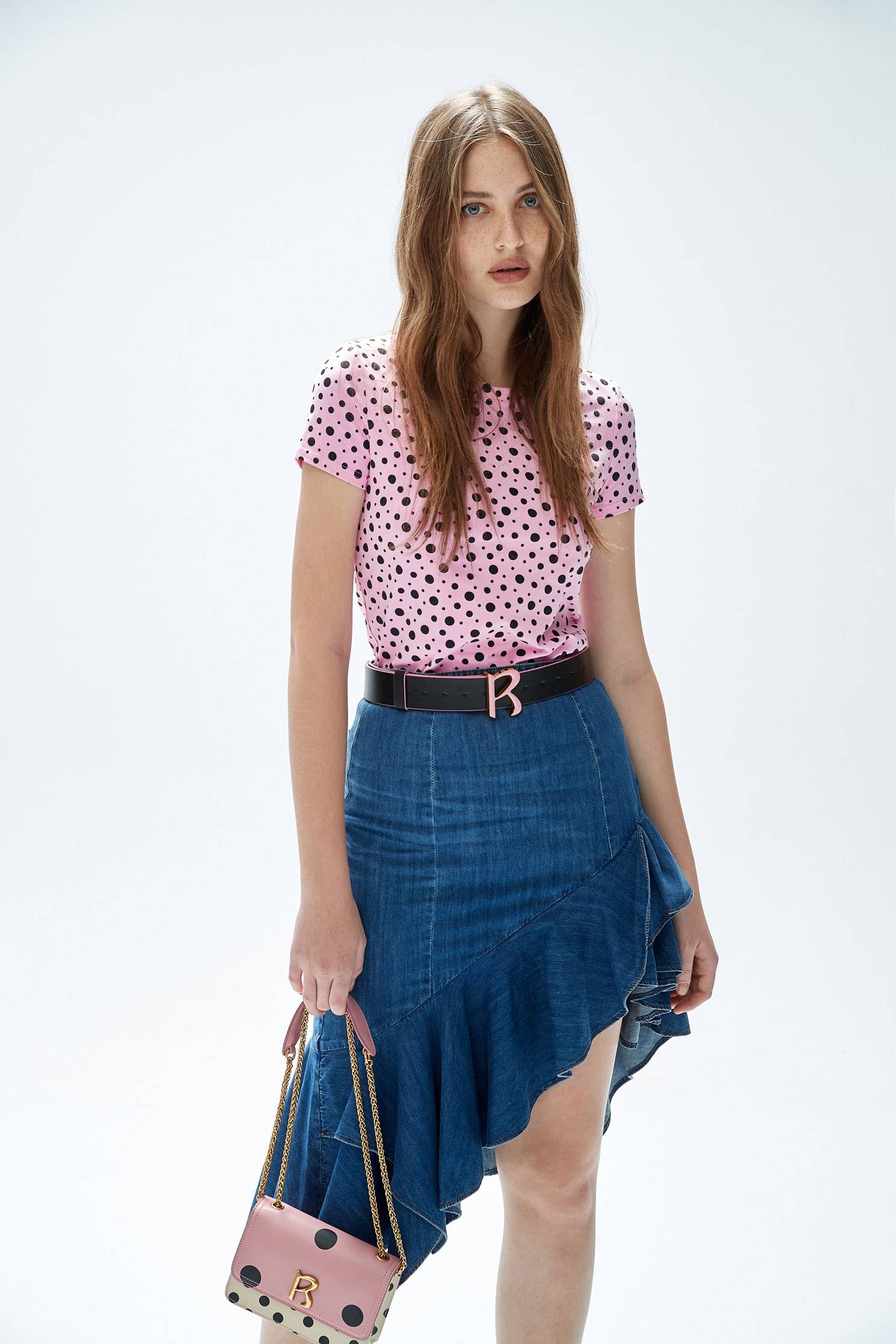 Dot print T-shirt,T-shirts,T-shirts,Trends,Season (AW) Look,Pink,Cotton