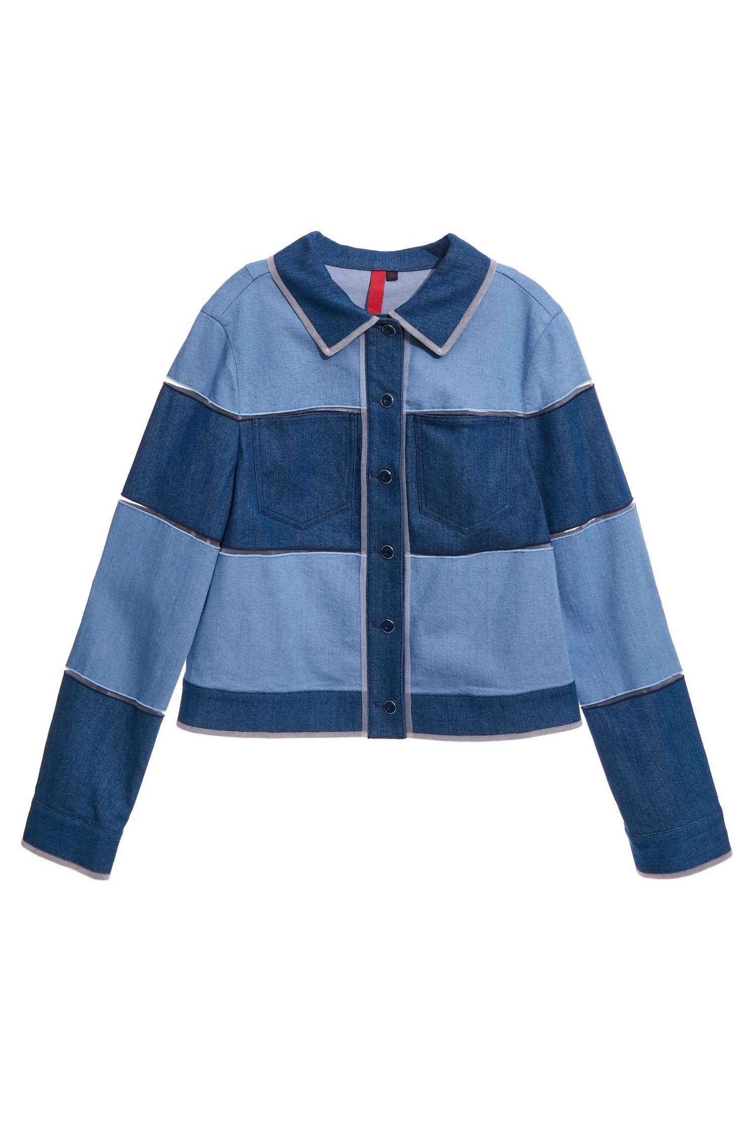 Two-color stitched denim jacket,Outerwear,Denim,Denim Jaackets