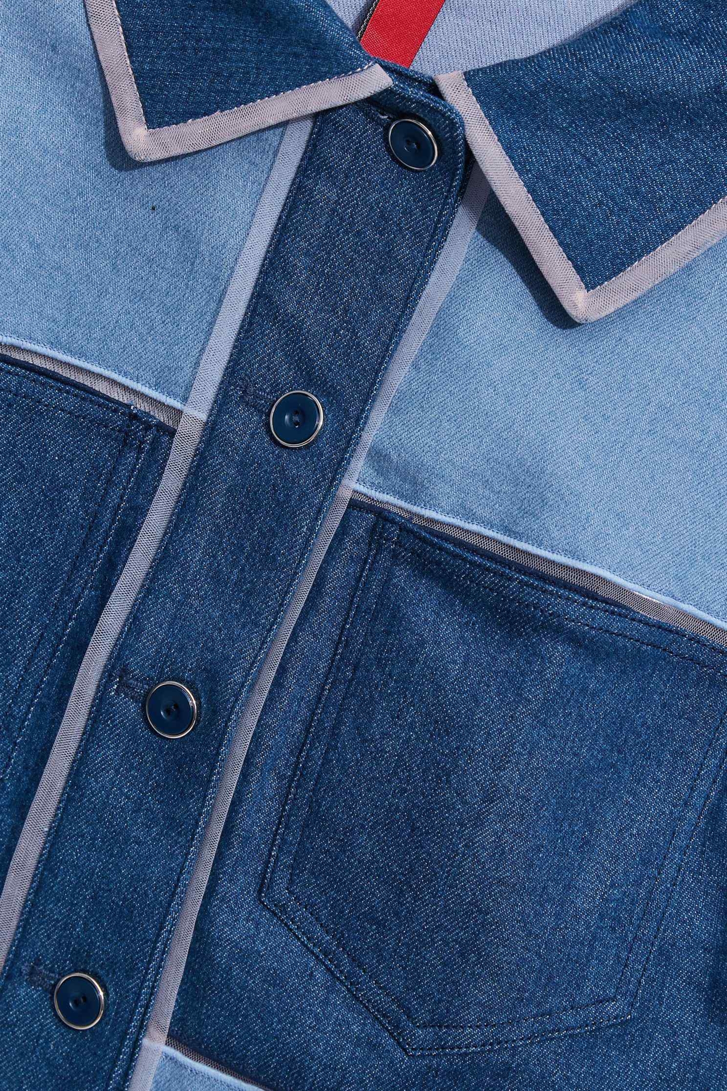 Two-color stitched denim jacket,Outerwear,Denim,Denim Jaackets
