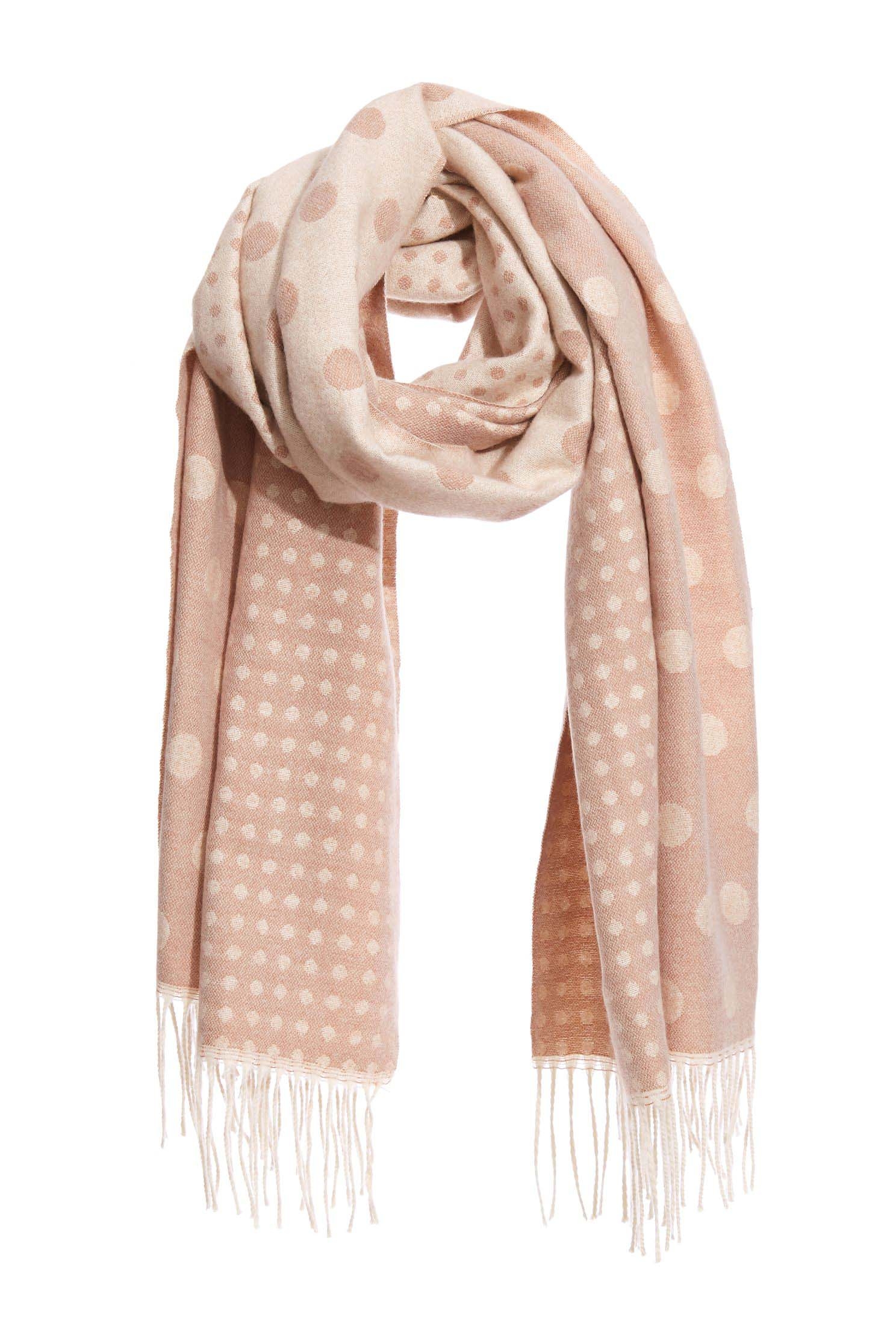 Polka dot two-tone fringed scarf,Scarves,Season (AW) Look,Pink