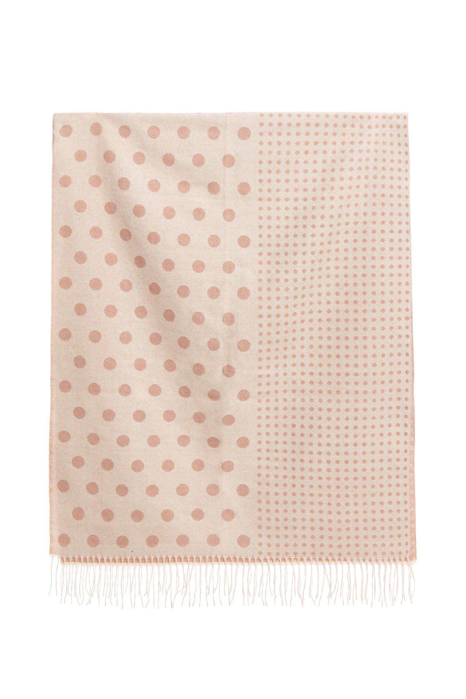 Polka dot two-tone fringed scarf,Scarves,Season (AW) Look,Pink