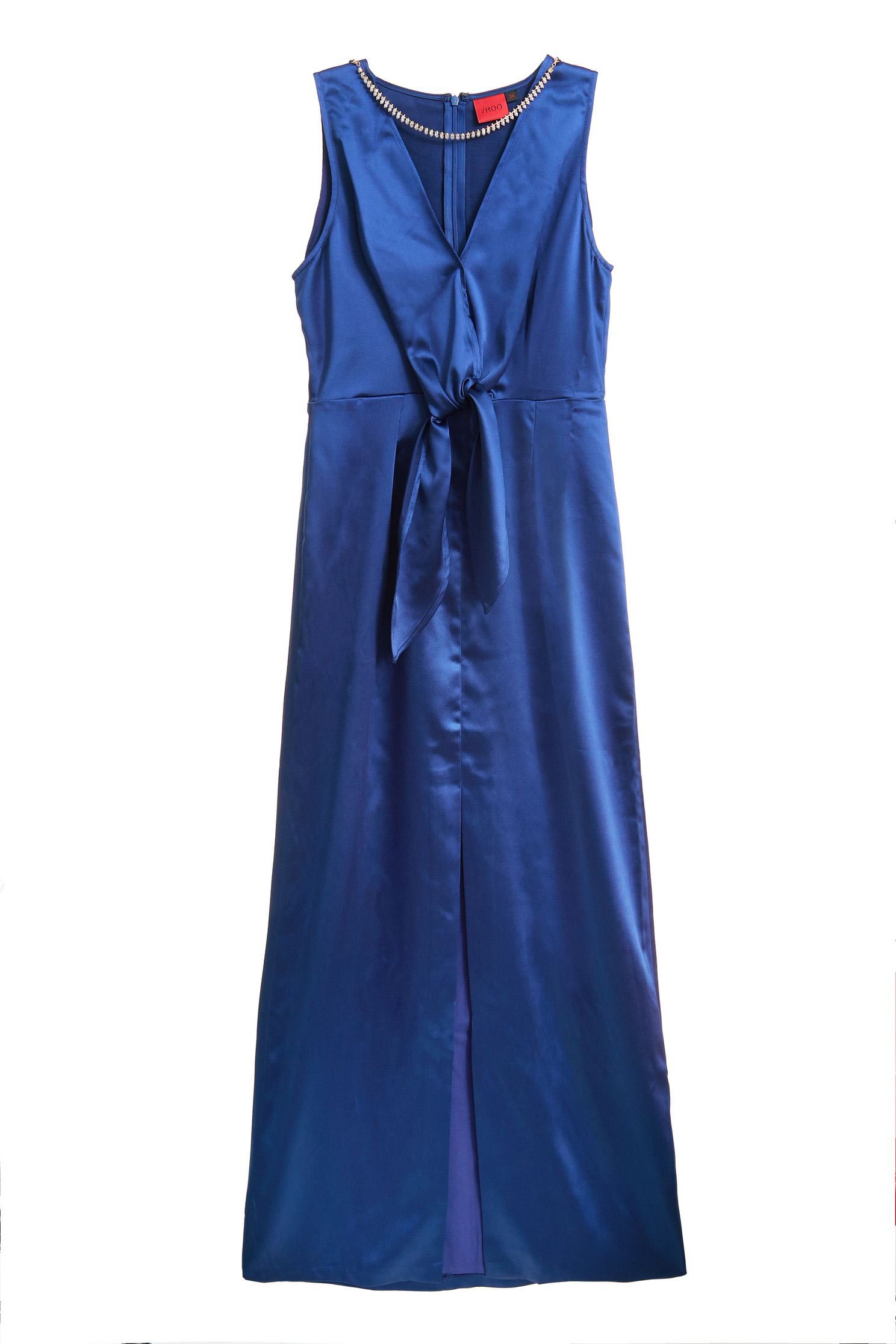綁結金鍊條藍色長禮服綁結金鍊條藍色長禮服,V領洋裝,一般洋裝,小禮服,無袖洋裝,禮服,秋冬穿搭,連身洋裝