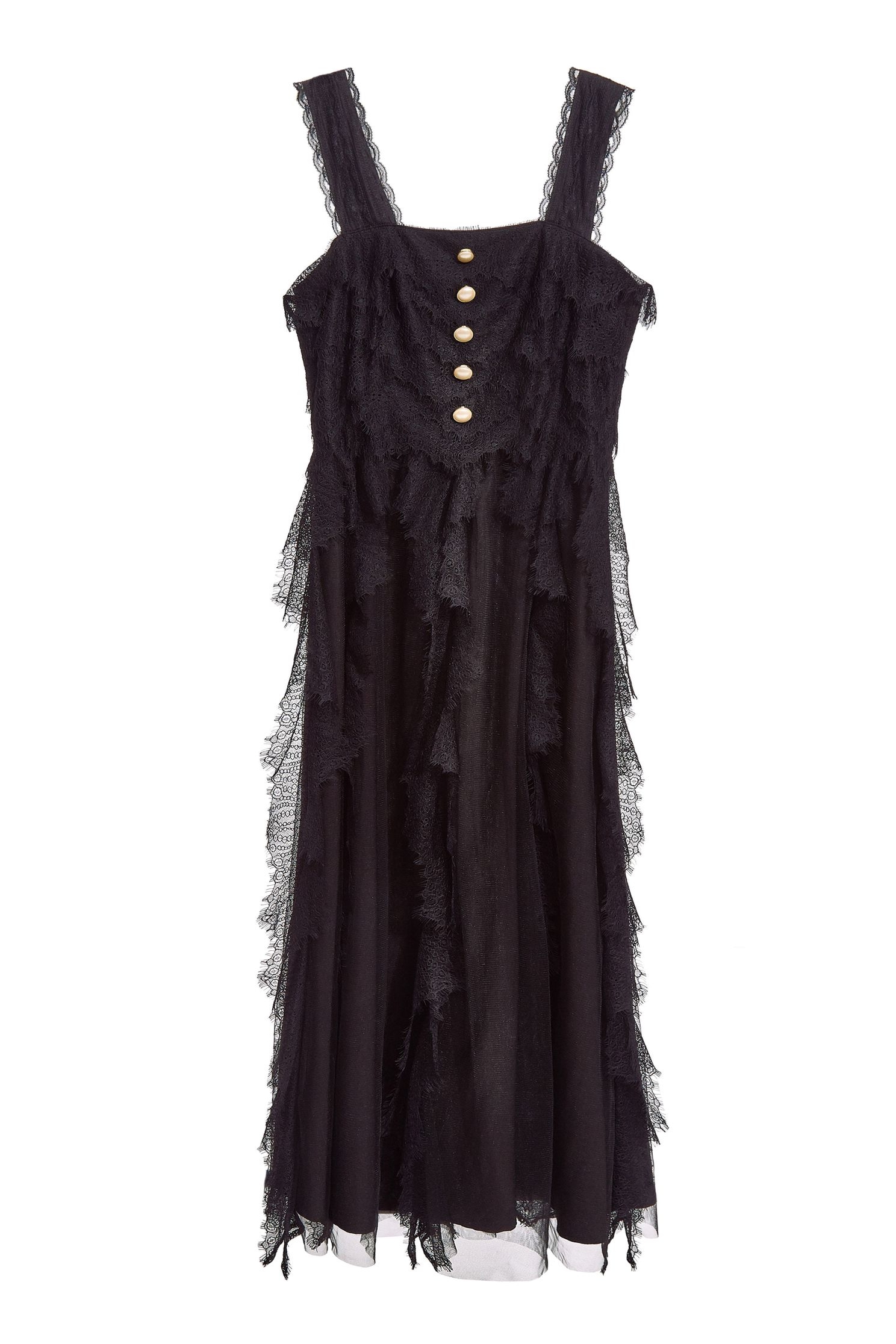 Loose-fitting long dress with strappy lace,Dresses,cocktaildresses,Sleeveless dresses,Evening dresses,Season (AW) Look,Lace,Lace dresses,Black dresses