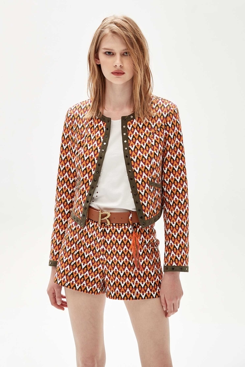 彩色幾何菱格紋外套,一般外套