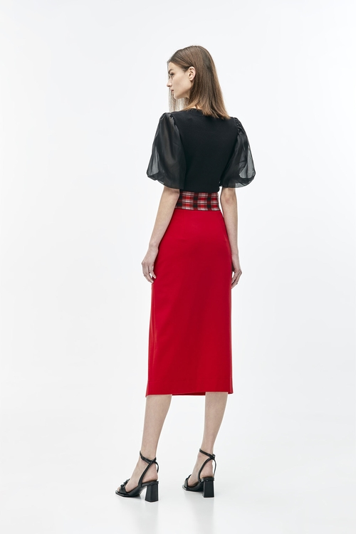 烈火紅中長版窄裙,窄裙