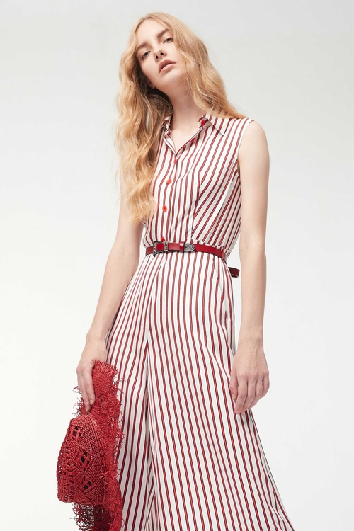 Red and white striped dress