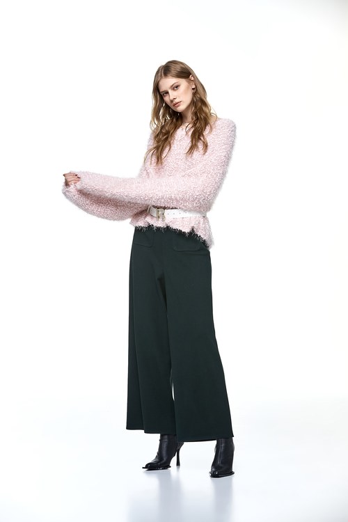 Three-dimensional striped wide pants