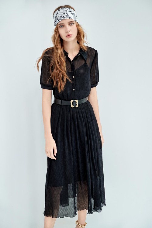 2-1-look shirt dress with tulle skirt